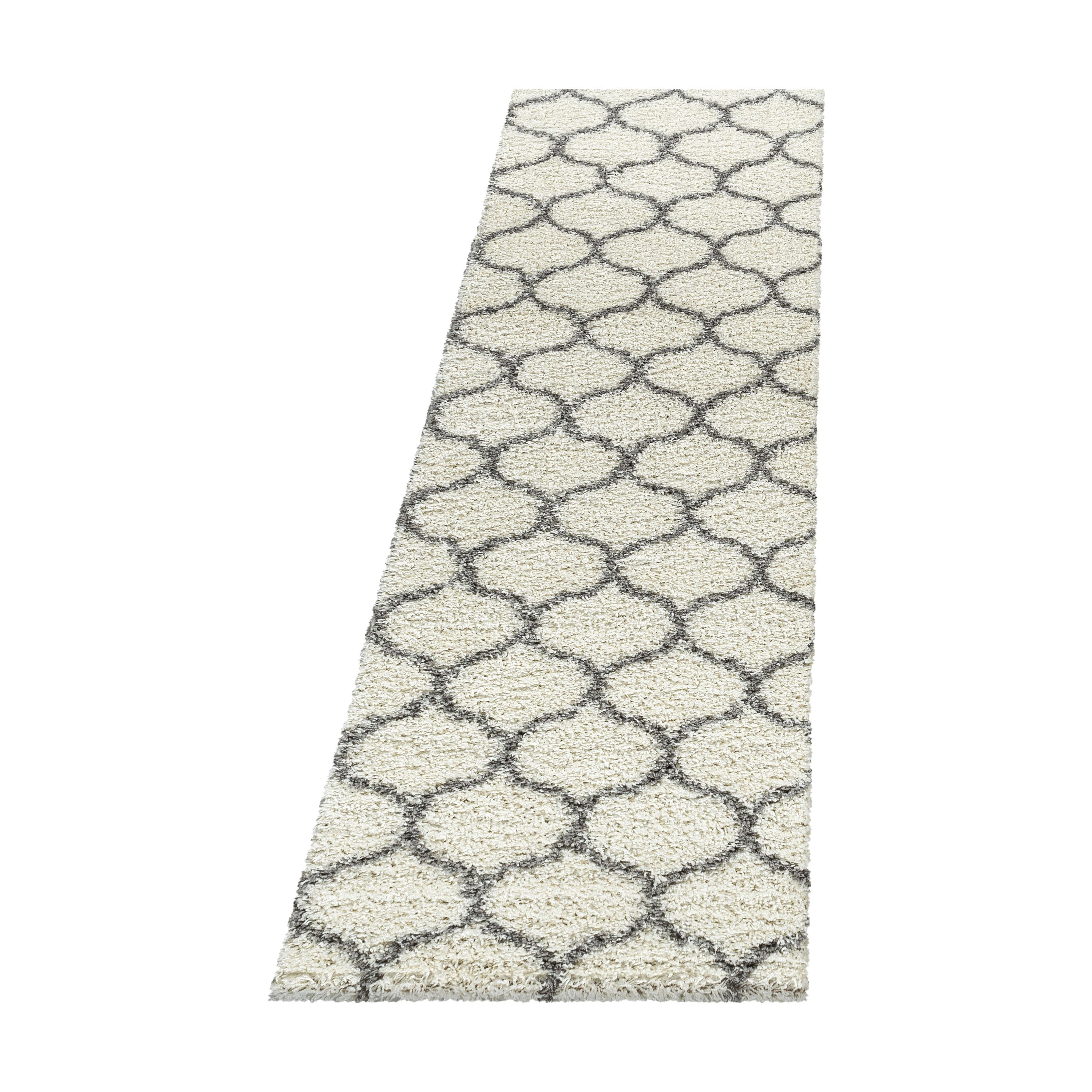 Design Teppich Set Shaggy Läufer Läuferset Muster Kachel Tile Jacquard 3 Teile