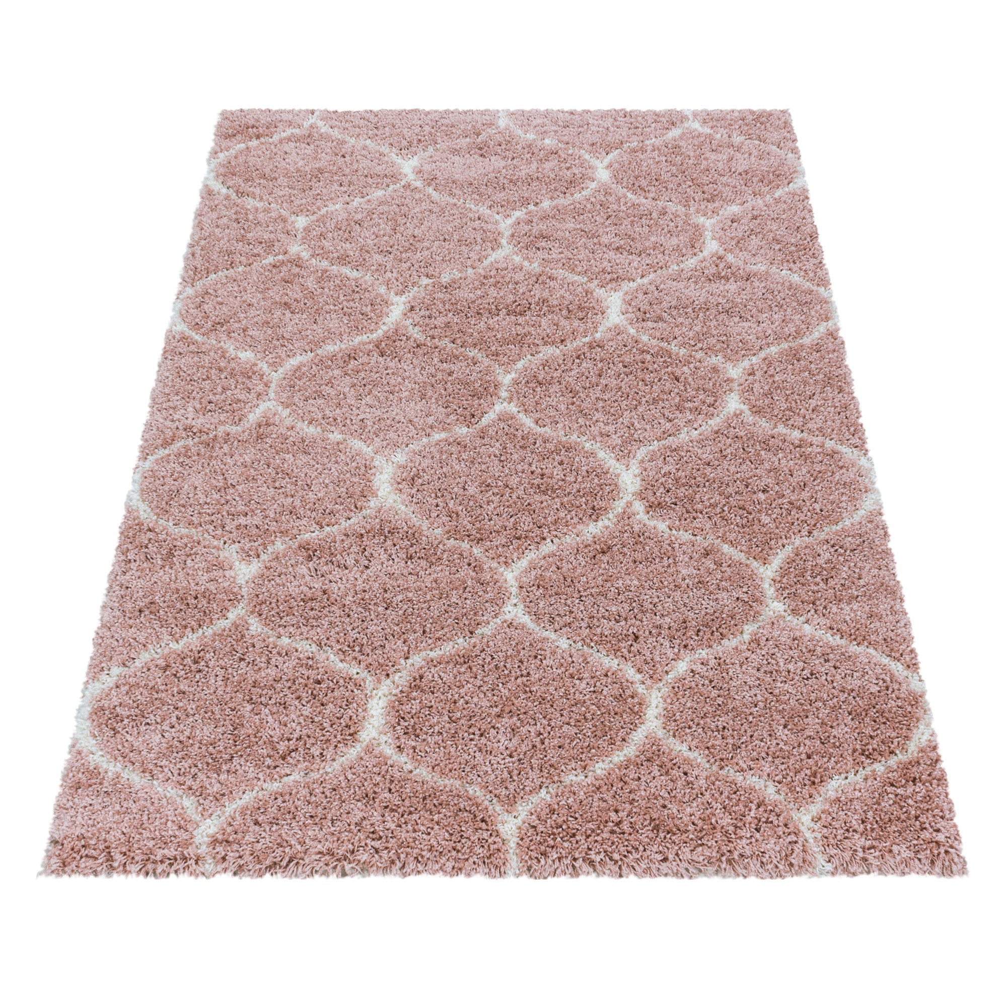 Design Hochflor Teppich Wohnzimmerteppich Muster Kachel Tile Jacquard Rose