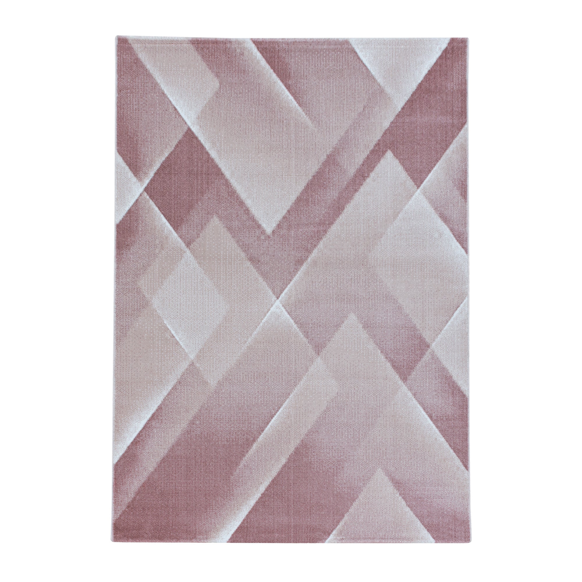 Kurzflor Design Teppich Wohnzimmerteppich 3-D Muster Dreiecke Soft Flor Pink
