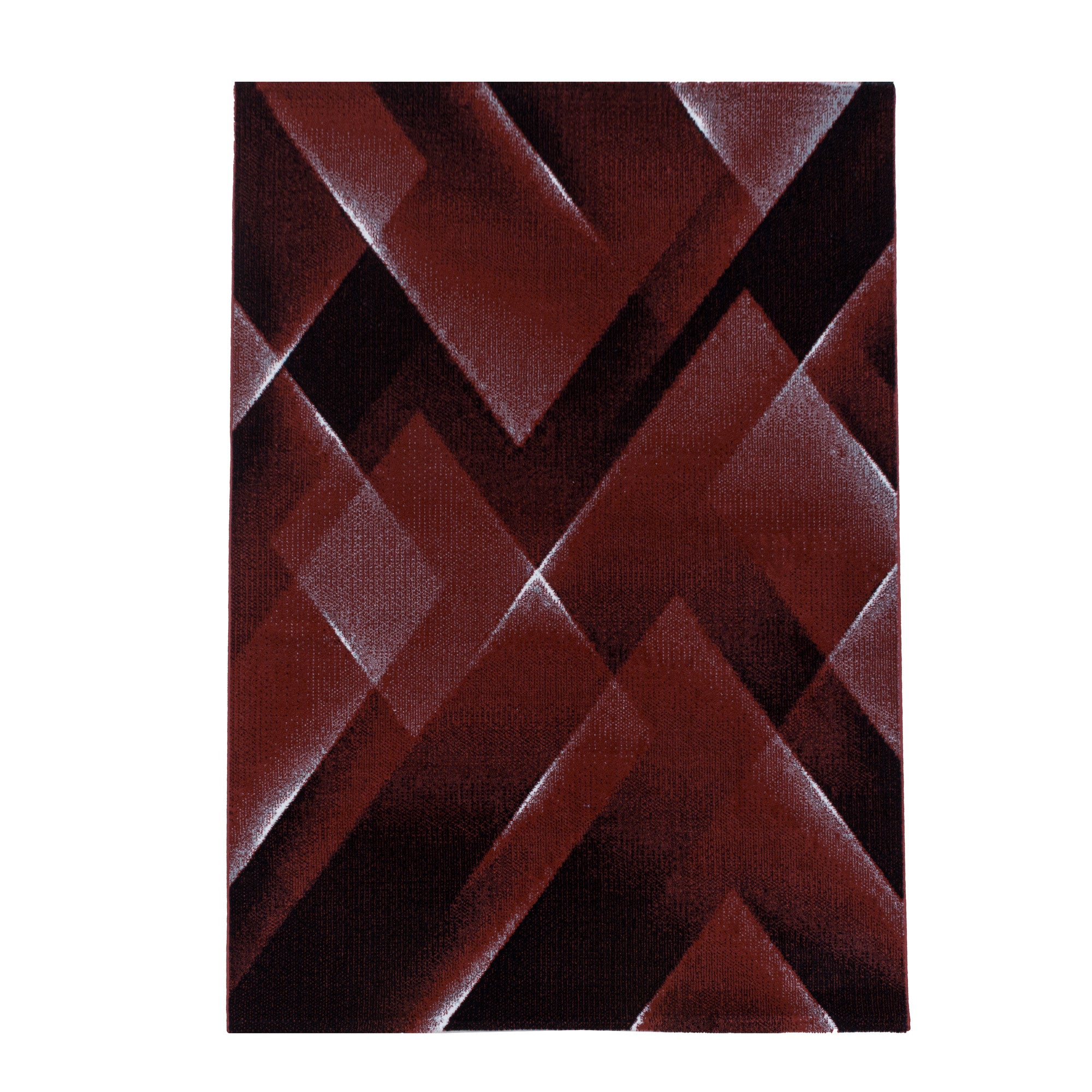Kurzflor Design Teppich Wohnzimmerteppich 3-D Muster Dreiecke Soft Flor Rot
