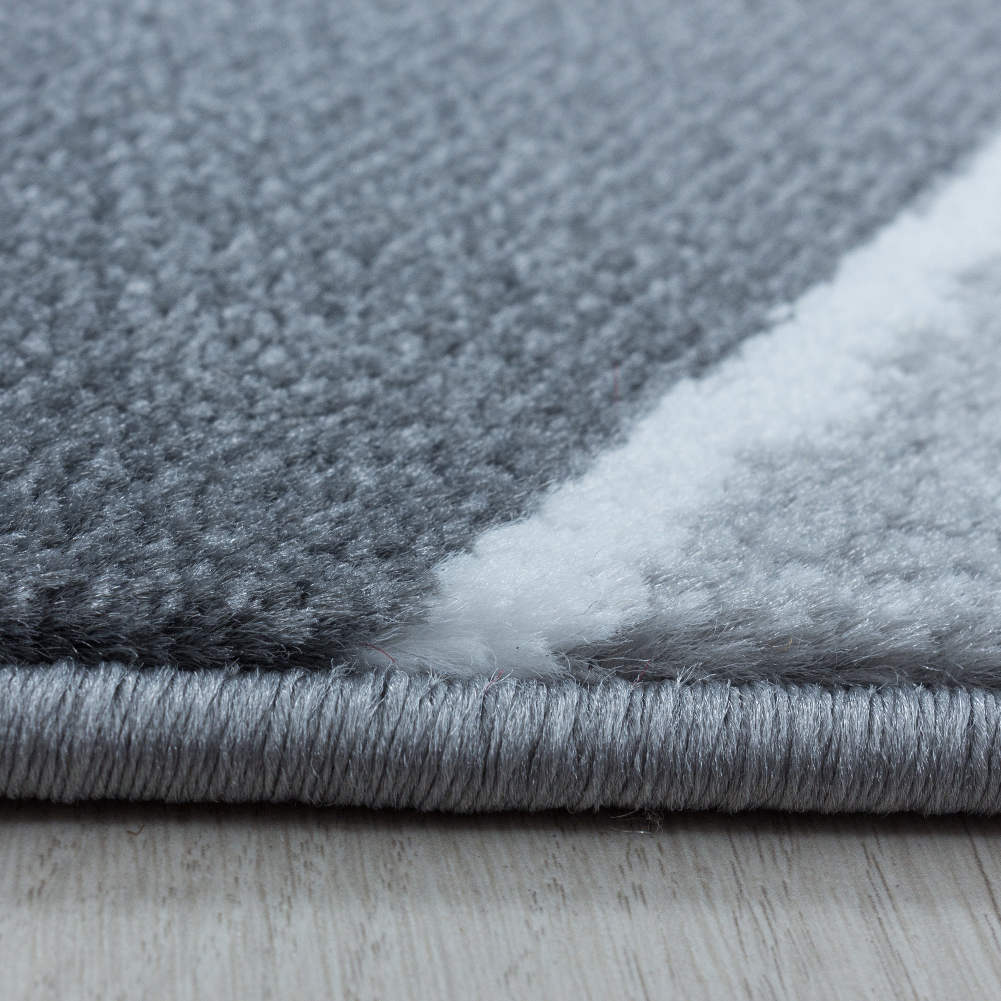 Kurzflor Design Teppich Wohnzimmerteppich 3-D Wellen Muster Soft Flor Grau