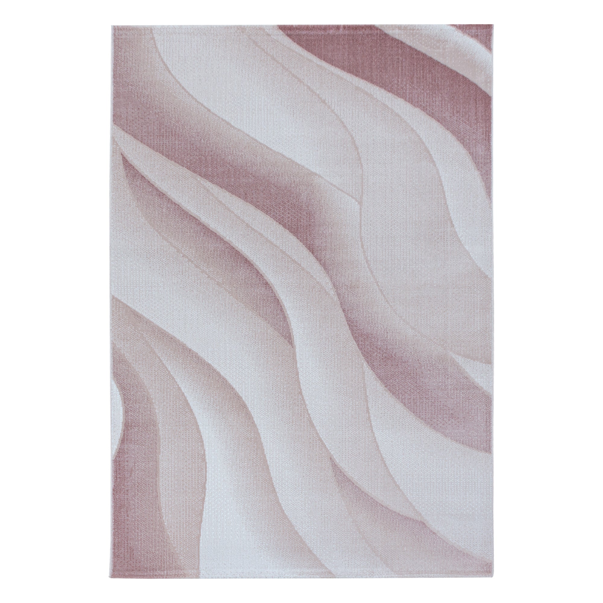 Kurzflor Design Teppich Wohnzimmerteppich 3-D Wellen Muster Soft Flor Pink