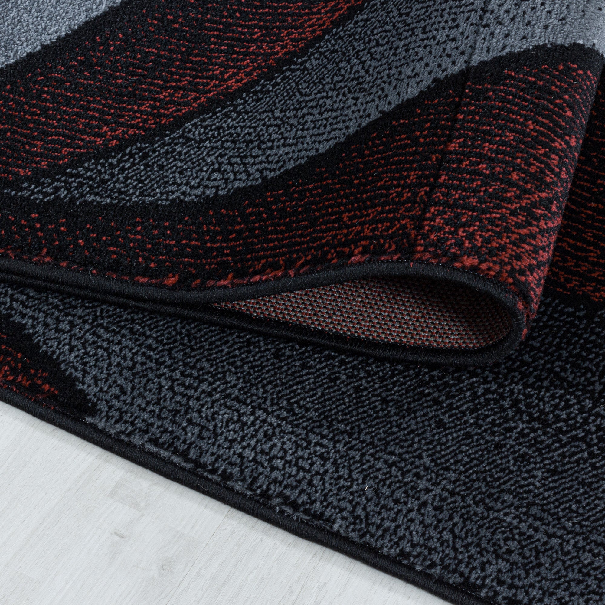 Kurzflor Design Teppich Wohnzimmerteppich 3-D Wellen Muster Soft Flor Rot