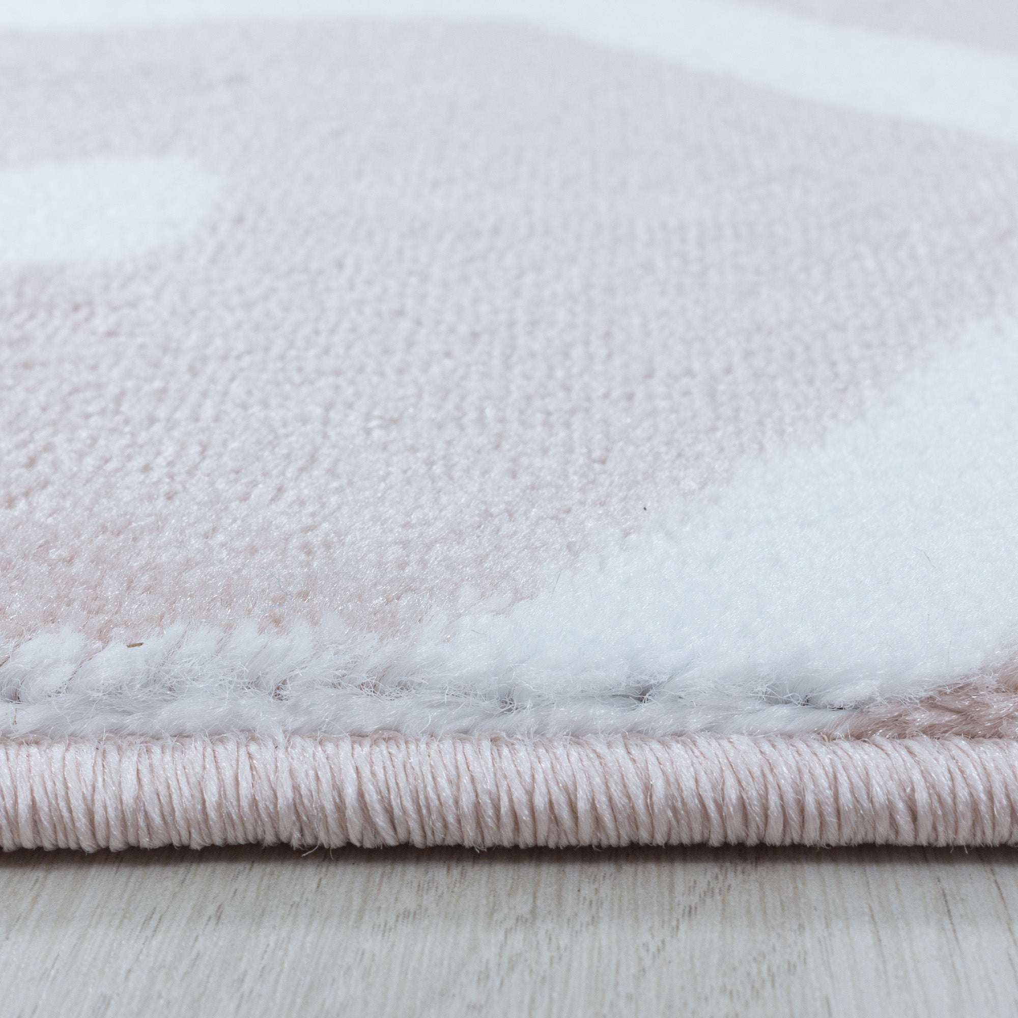 Weicher Kurzflor Teppich Wohnzimmerteppich Gitter Design Soft Flor Pink