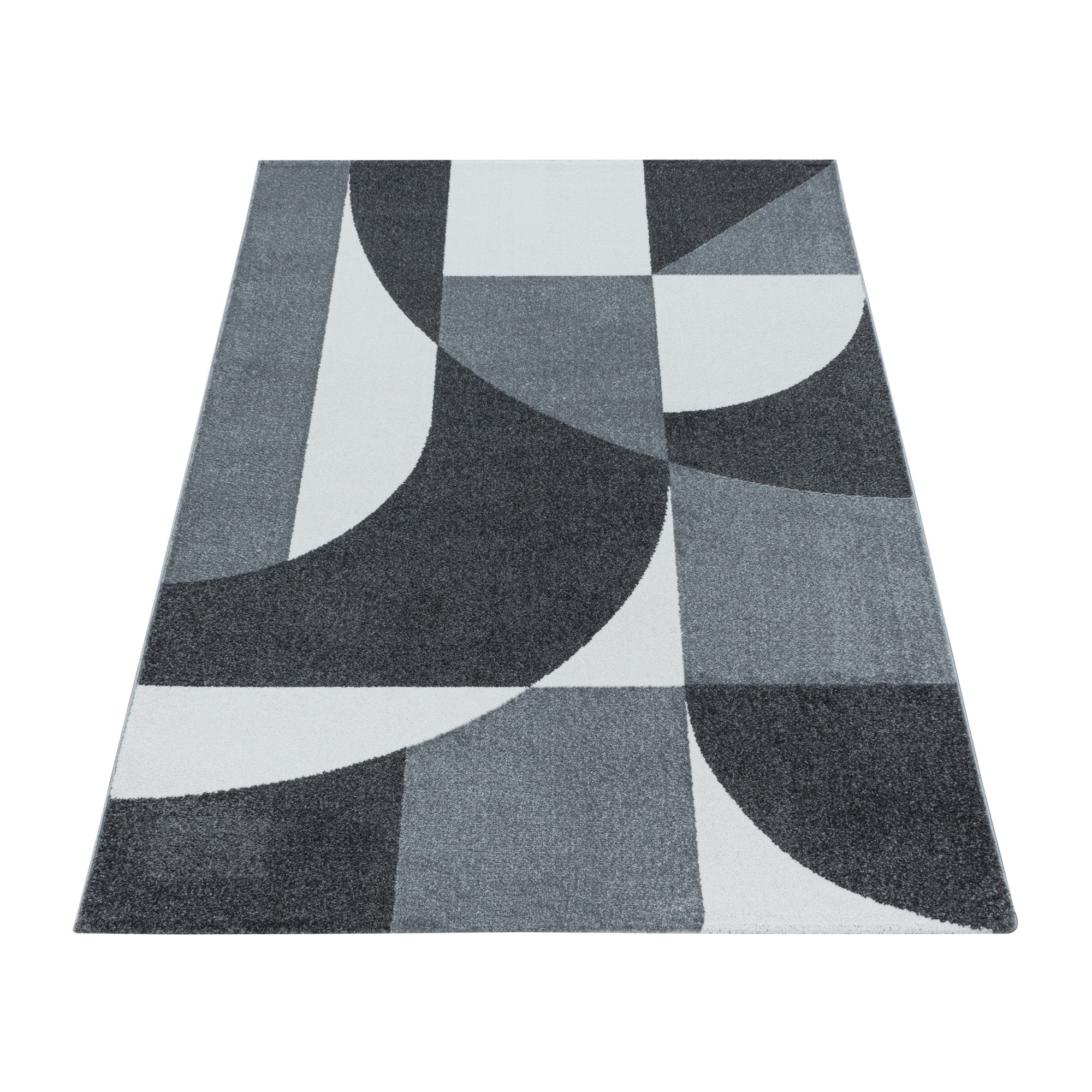 Kurzflor Design Teppich Wohnzimmerteppich Zipcode Muster Abstrakt Soft Flor Grau