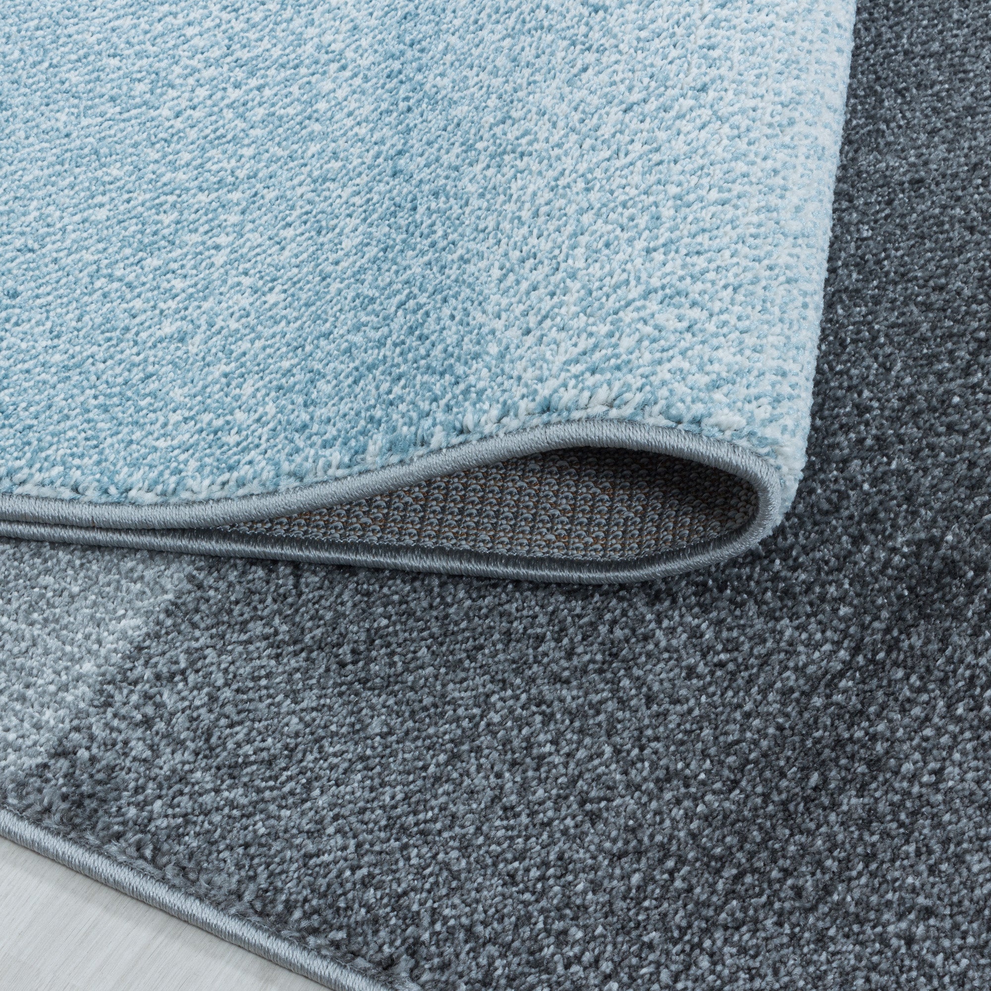 Kurzflor Design Teppich Wohnzimmerteppich Zipcode Muster Rechtecke Soft Blau