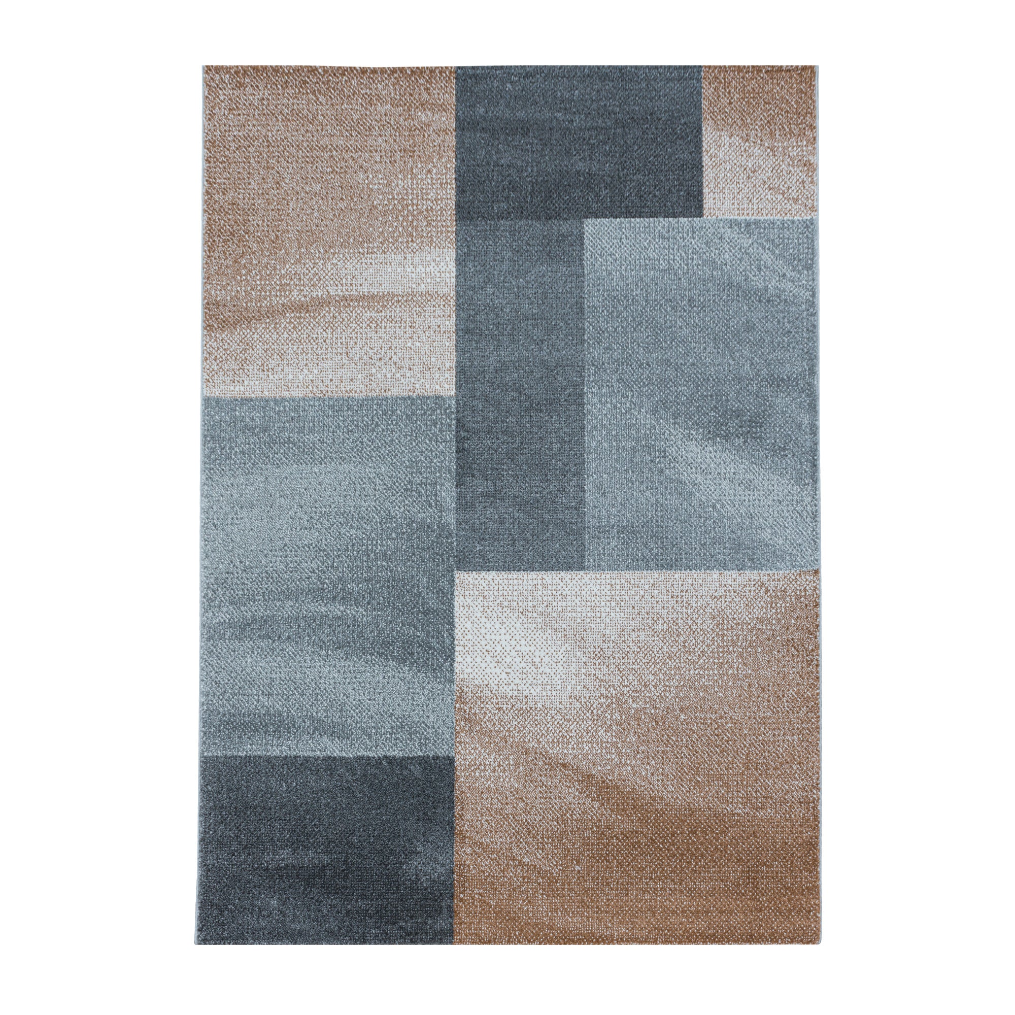 Kurzflor Design Teppich Wohnzimmerteppich Zipcode Muster Rechtecke Kupfer