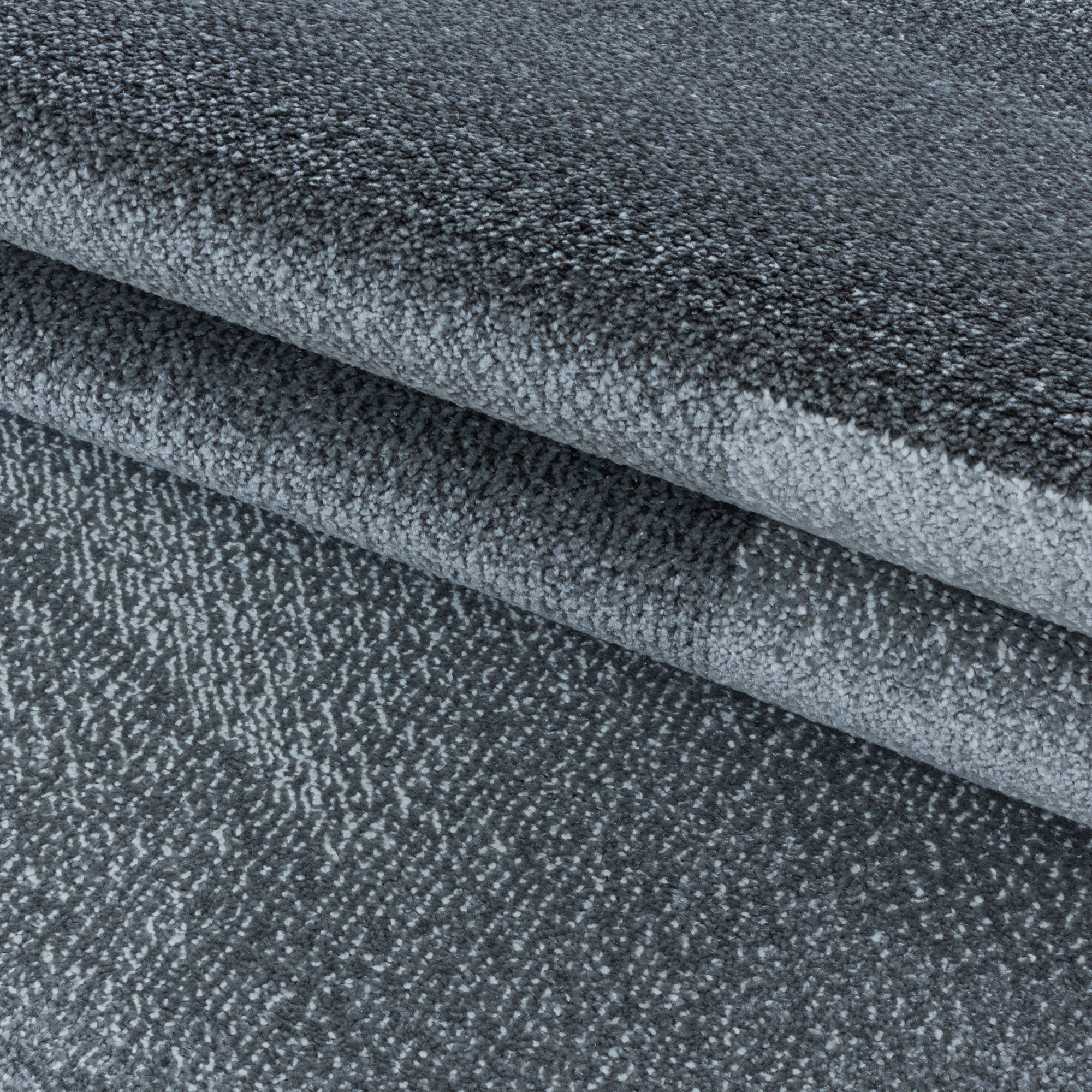 Kurzflor Design Teppich Wohnzimmerteppich Zipcode Muster Rechteck Soft Flor Grau
