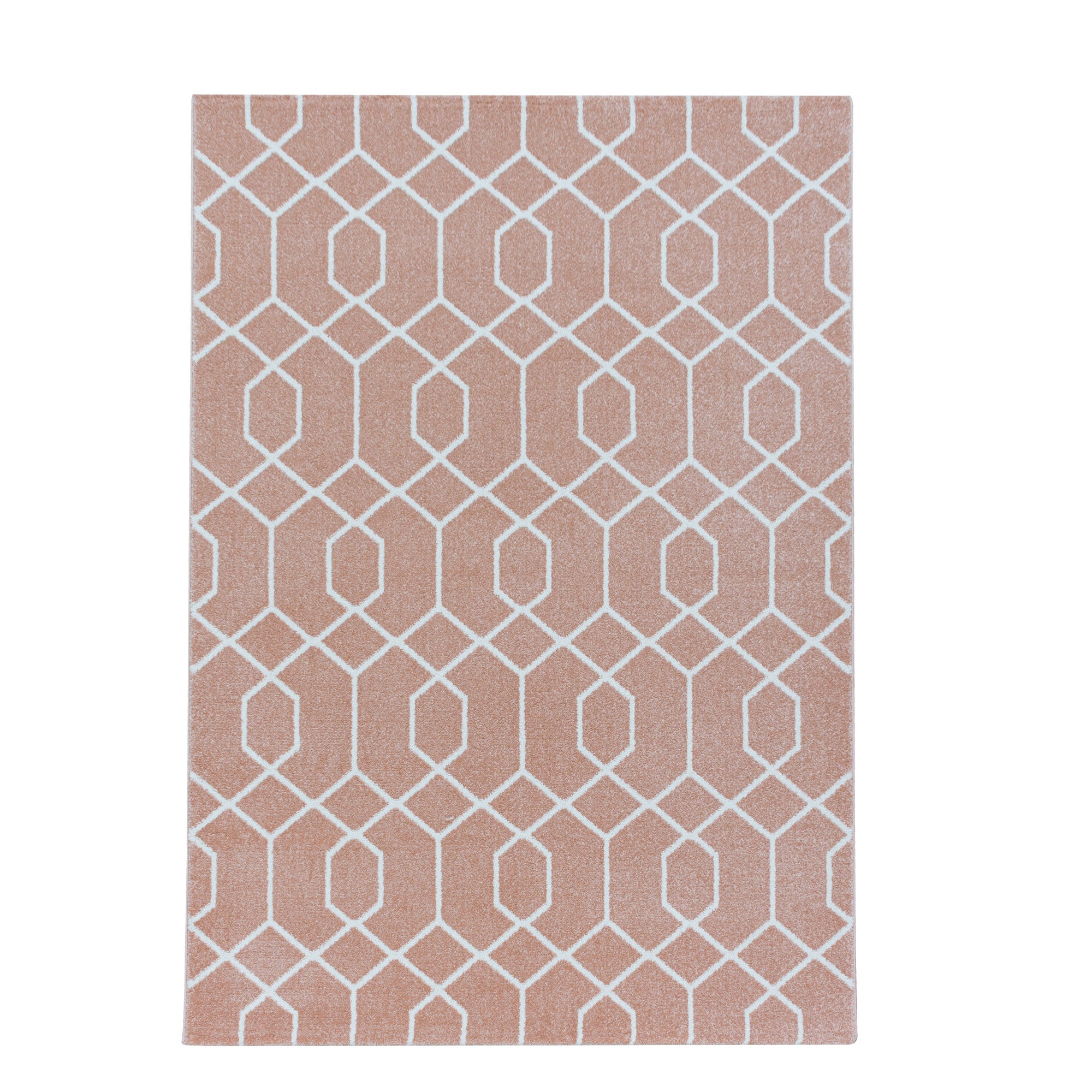Kurzflor Cable Design Teppich Wohnzimmerteppich Zopf Muster Linien Soft Rose
