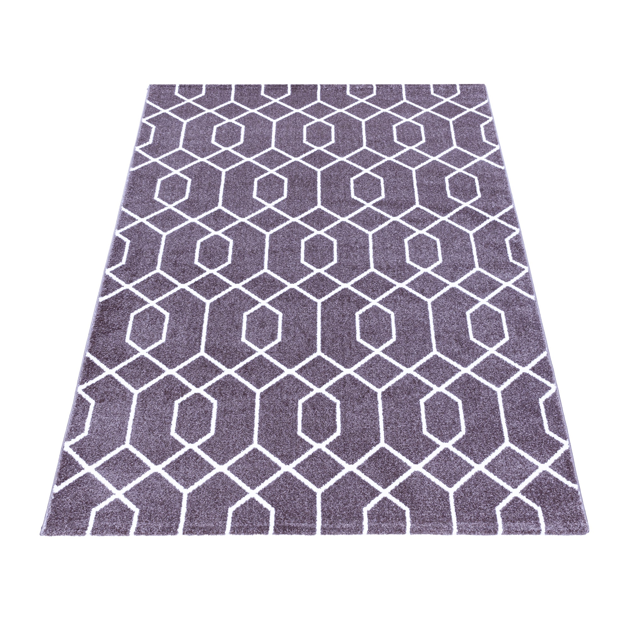 Kurzflor Cable Design Teppich Wohnzimmerteppich Zopf Muster Linien Soft Violet