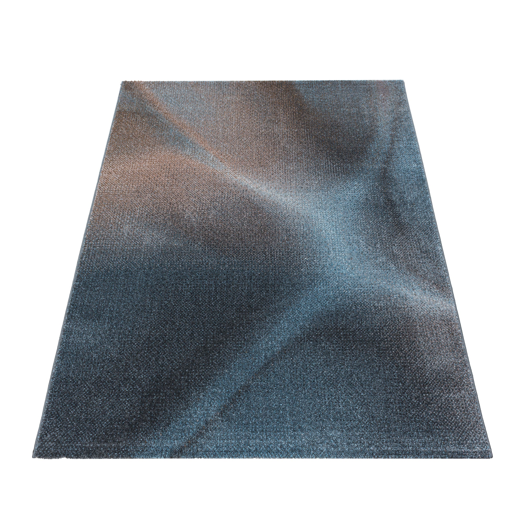 Kurzflor Design Teppich Wohnzimmerteppich Plastische Schatten Muster Blau