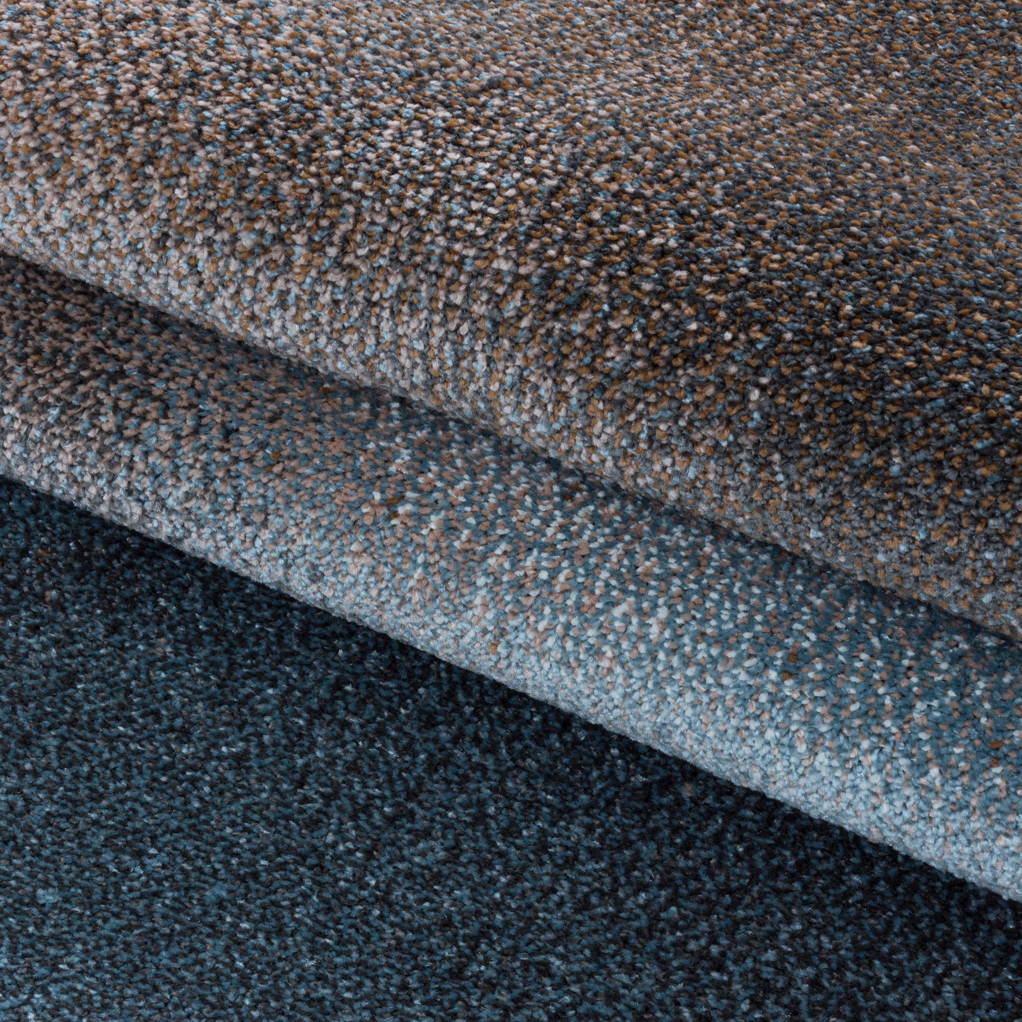 Bettumrandung Teppich Kurzflor Schatten Design Schlafzimmer 8 mm Florhöhe Weich Rechteckig 3 Teile Läufer Blau
