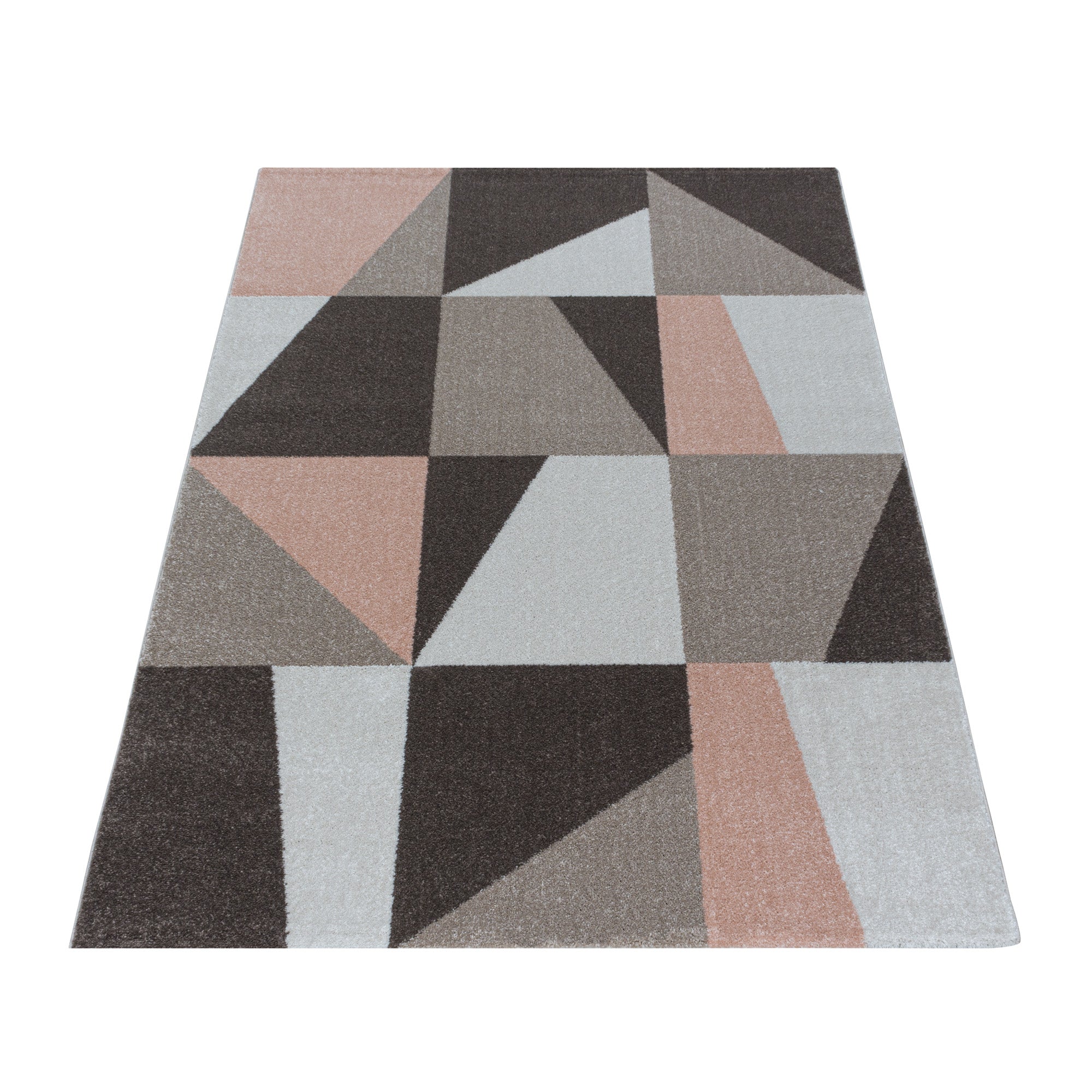 Kurzflor Design Teppich Wohnzimmerteppich Zipcode Muster Dreieck Trapez Rose