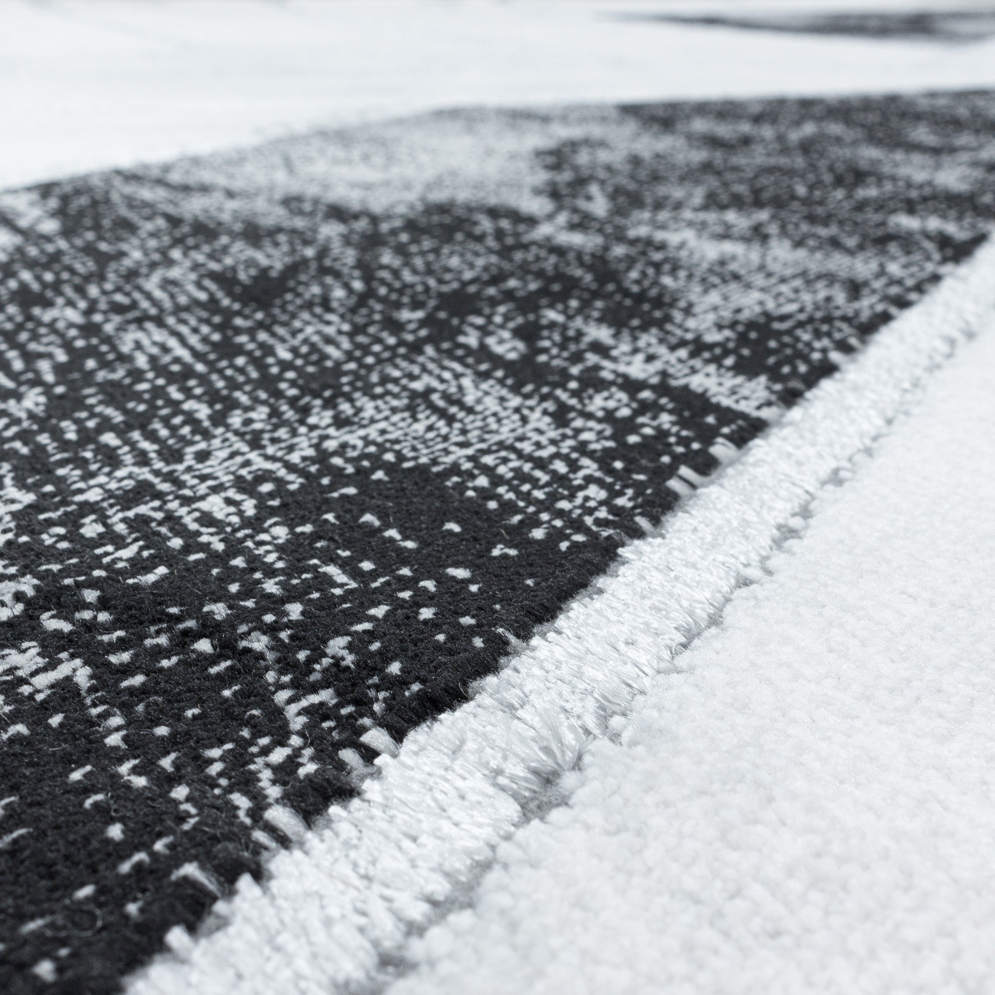 Kurzflor Design Teppich Wohnzimmerteppich Marmor Muster Abstrakt Linien Silber