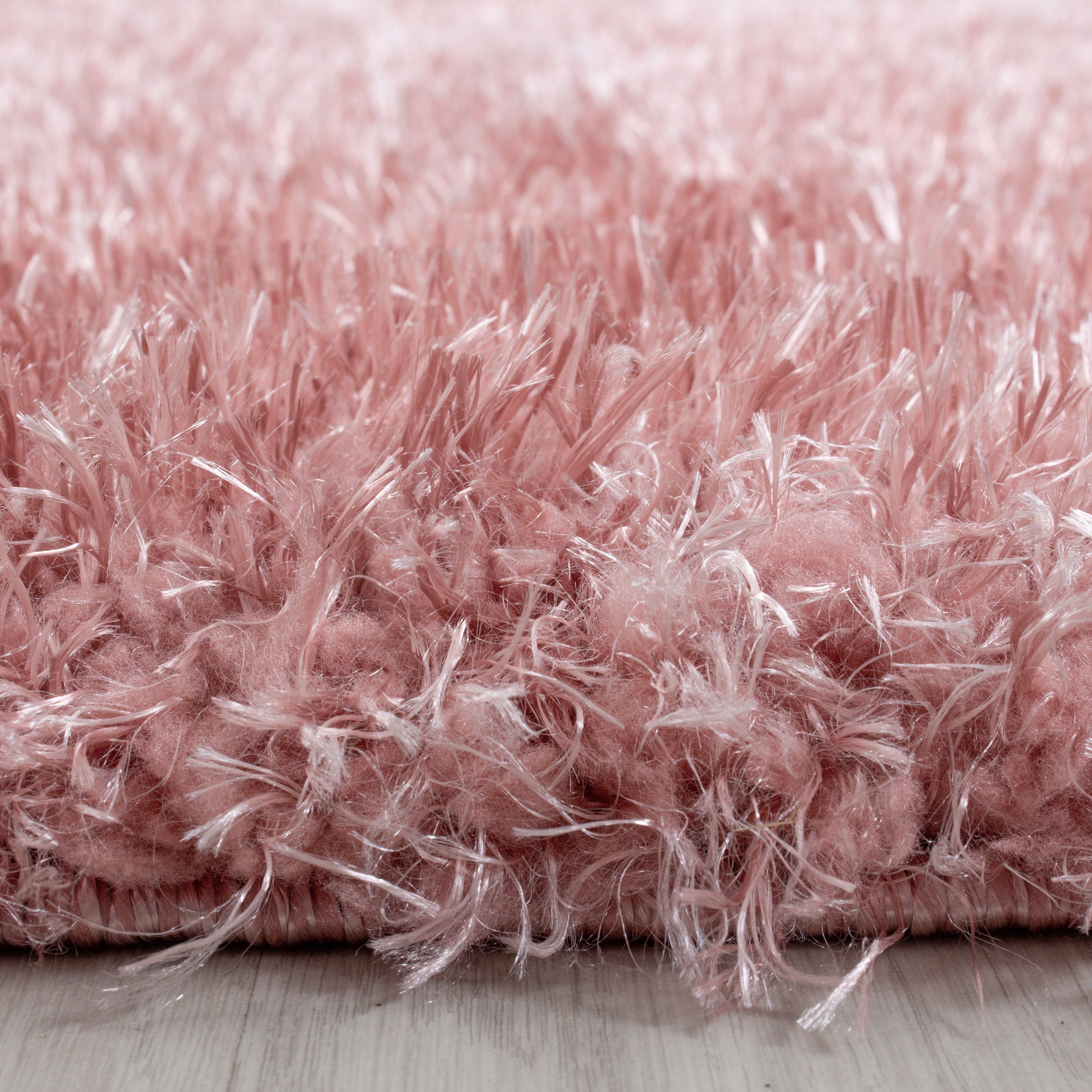 Hochflor Shaggy Wohnzimmer Teppich Soft Weichem Glanz Garn Einfarbig Rose