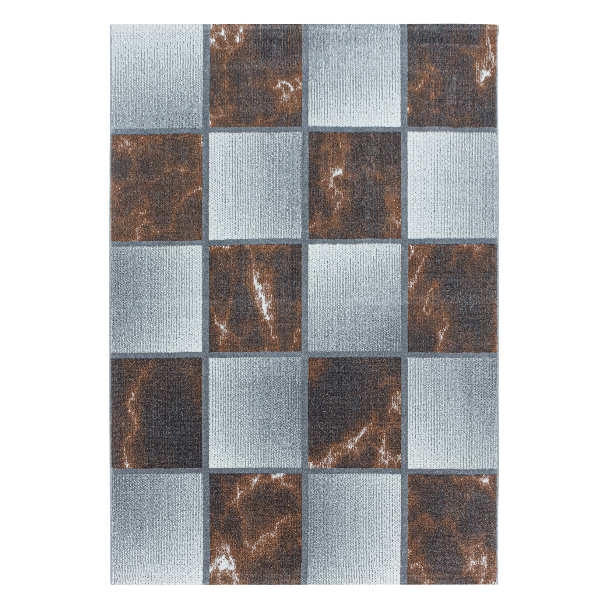 Kurzflor Teppich Farbe Terra Quadrat Muster Marmoriert Wohnzimmerteppich Weich