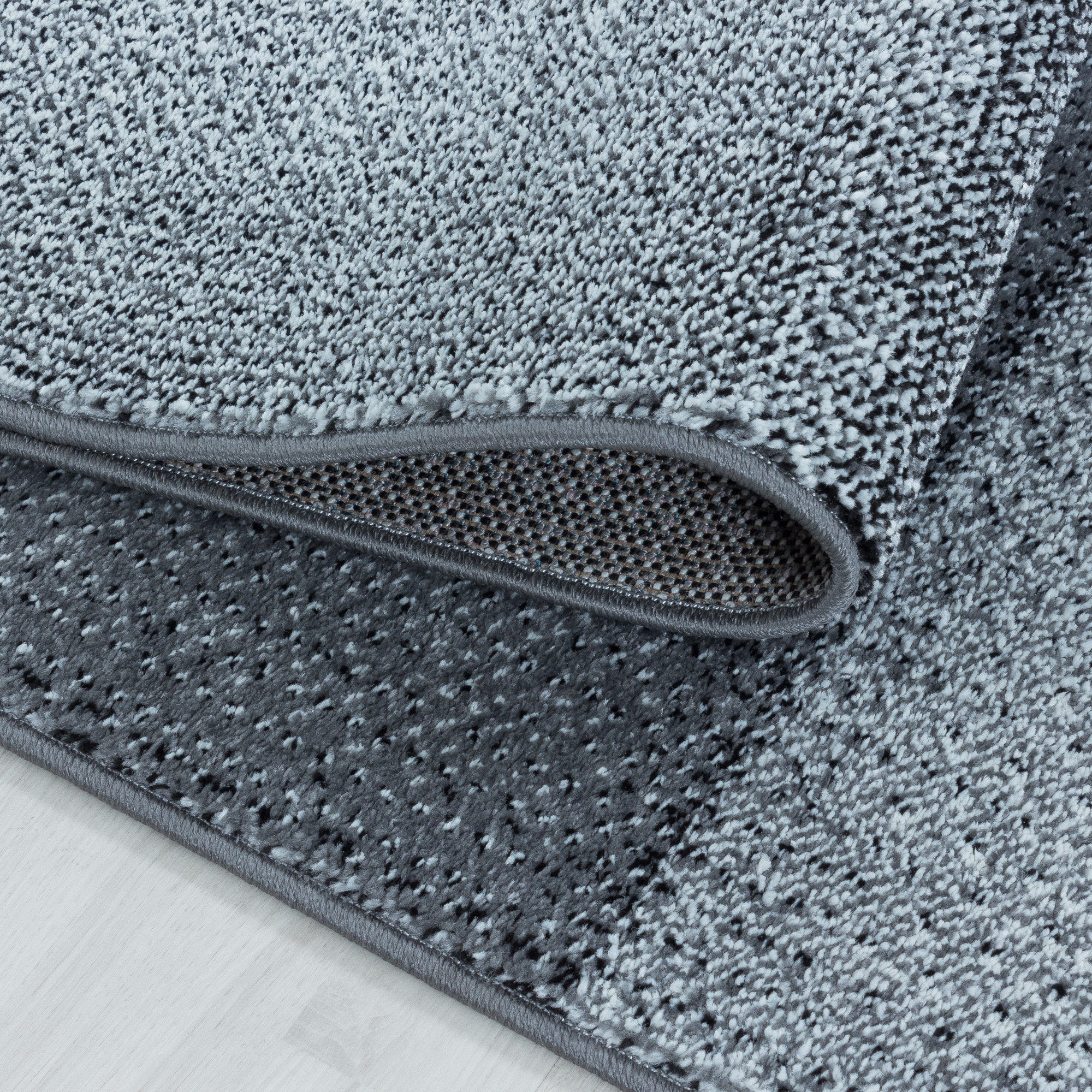 Kurzflor Teppich Bettset Grau Quadrat Pixel Muster Läuferset 3 Teile Weich