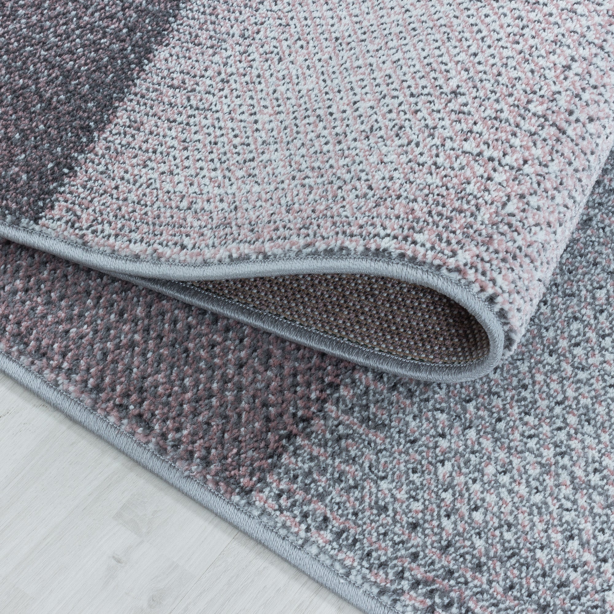 Kurzflor Teppich Bettset Rosa Quadrat Pixel Muster Läuferset 3 Teile Set Weich