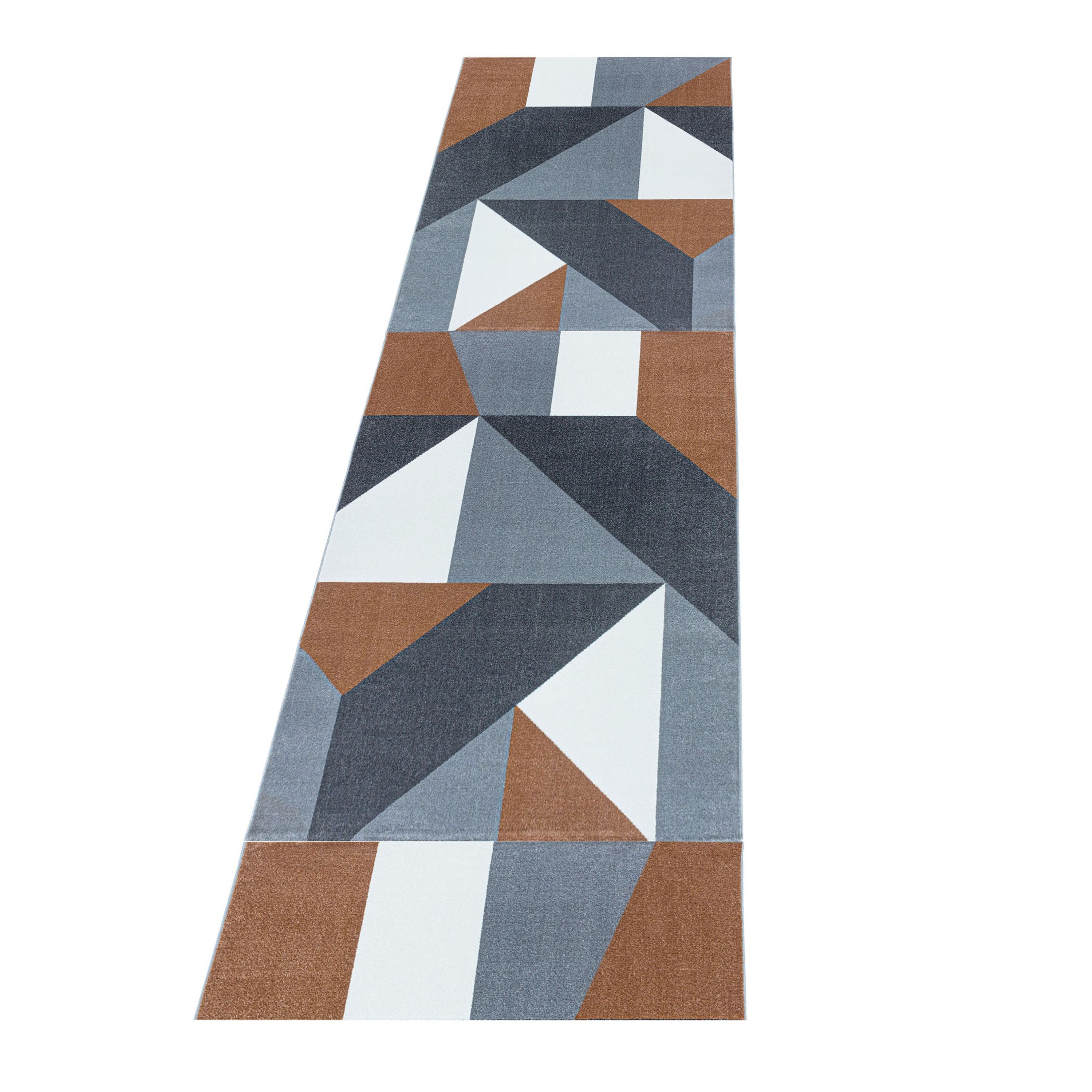 Kurzflor Teppich Bettset Terra Muster Geometrisch Modern Läuferset 3 Teile Weich