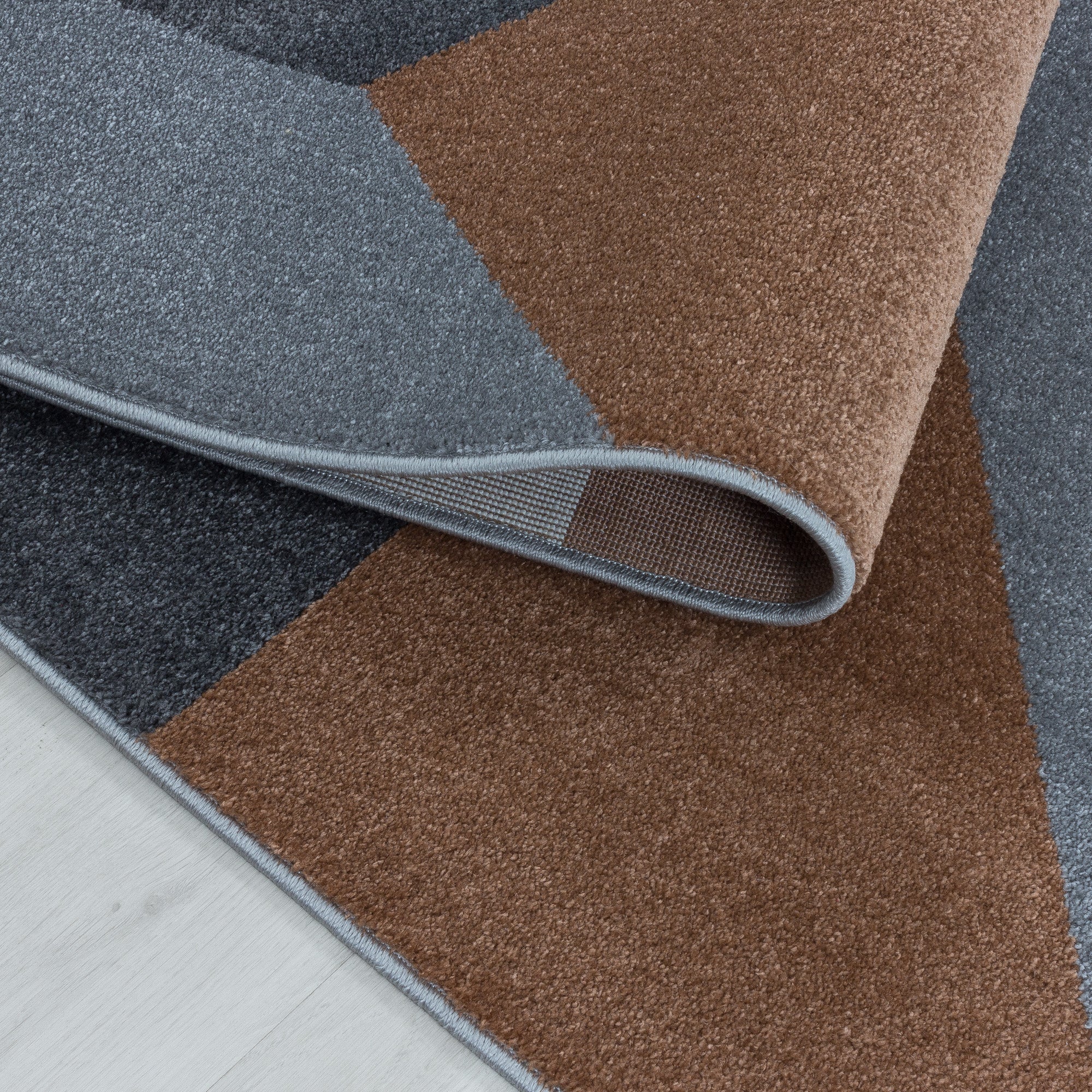Kurzflor Teppich Bettset Terra Muster Geometrisch Modern Läuferset 3 Teile Weich