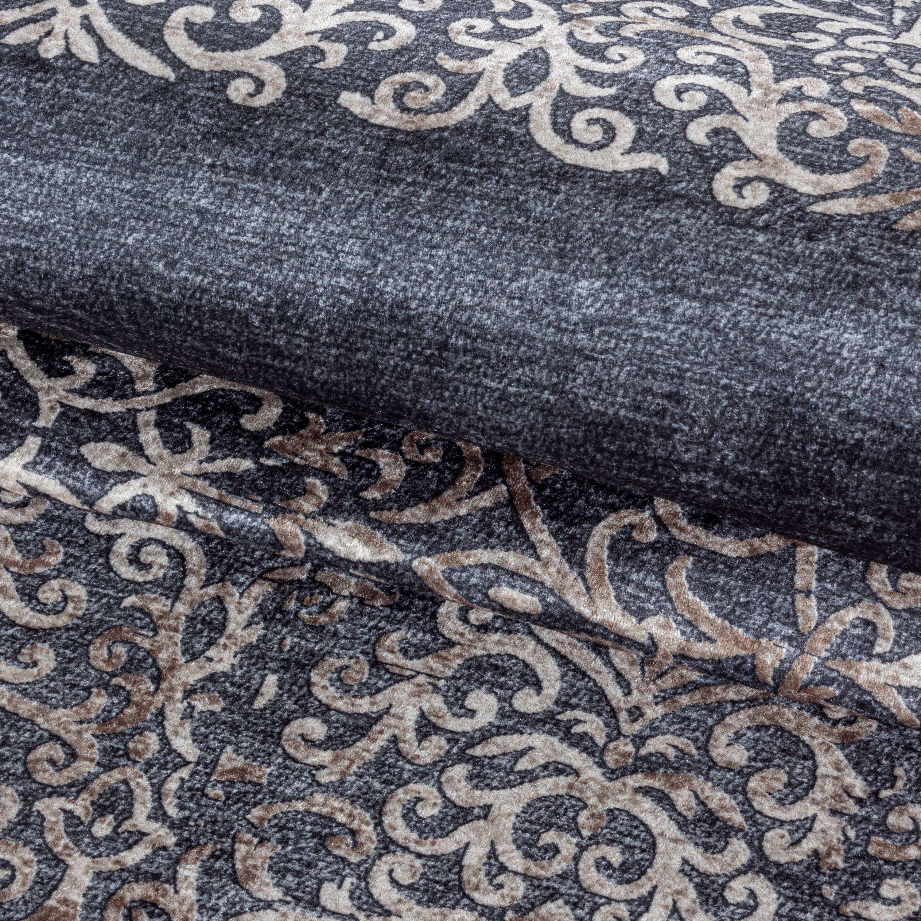 Teppich Antirutsch Vintage Waschbar Wohnzimmerteppich Orient Medaillon Schwarz
