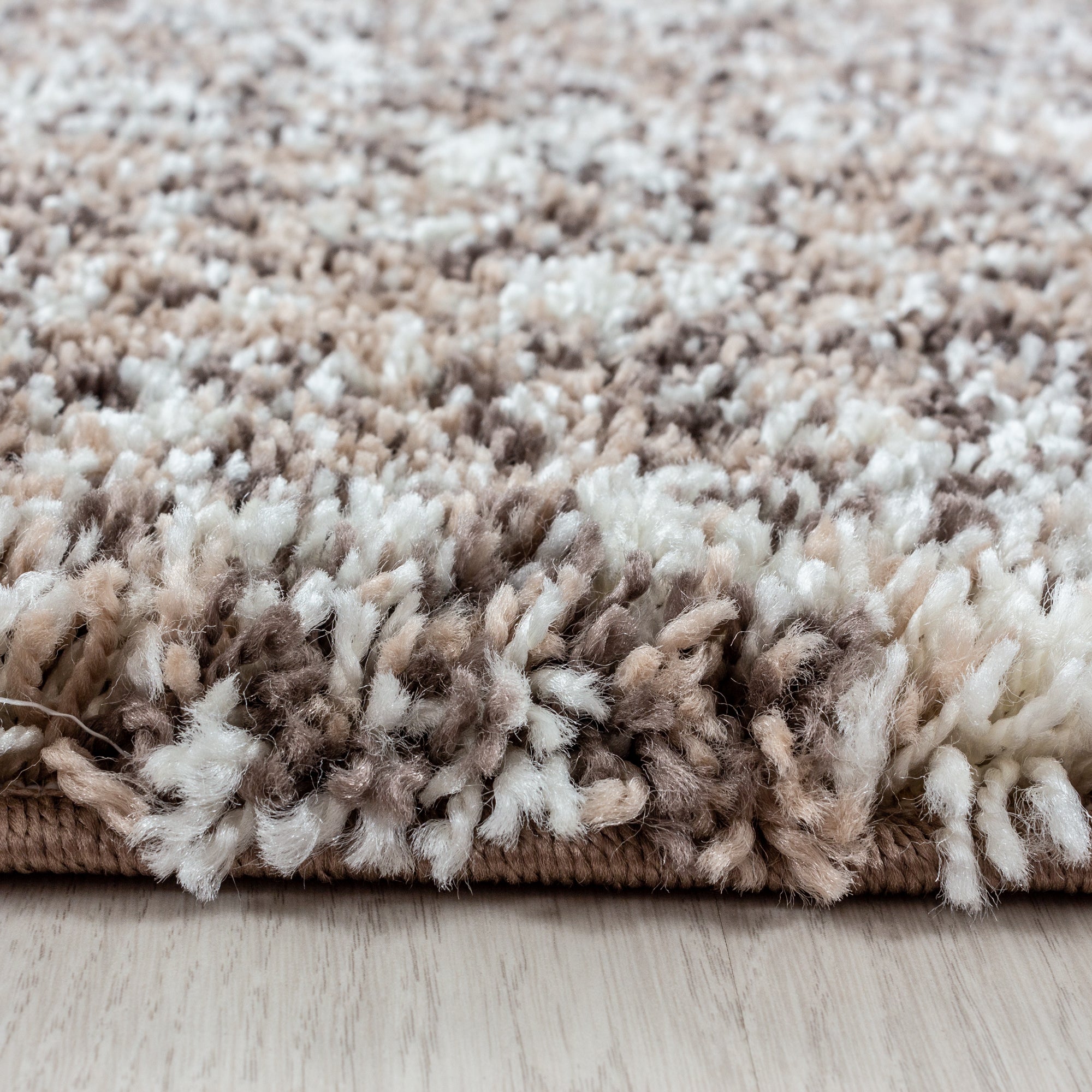 Hochflor Shaggy Teppich Soft Langflorteppich Taupe Beige Mocca Creme Meliert