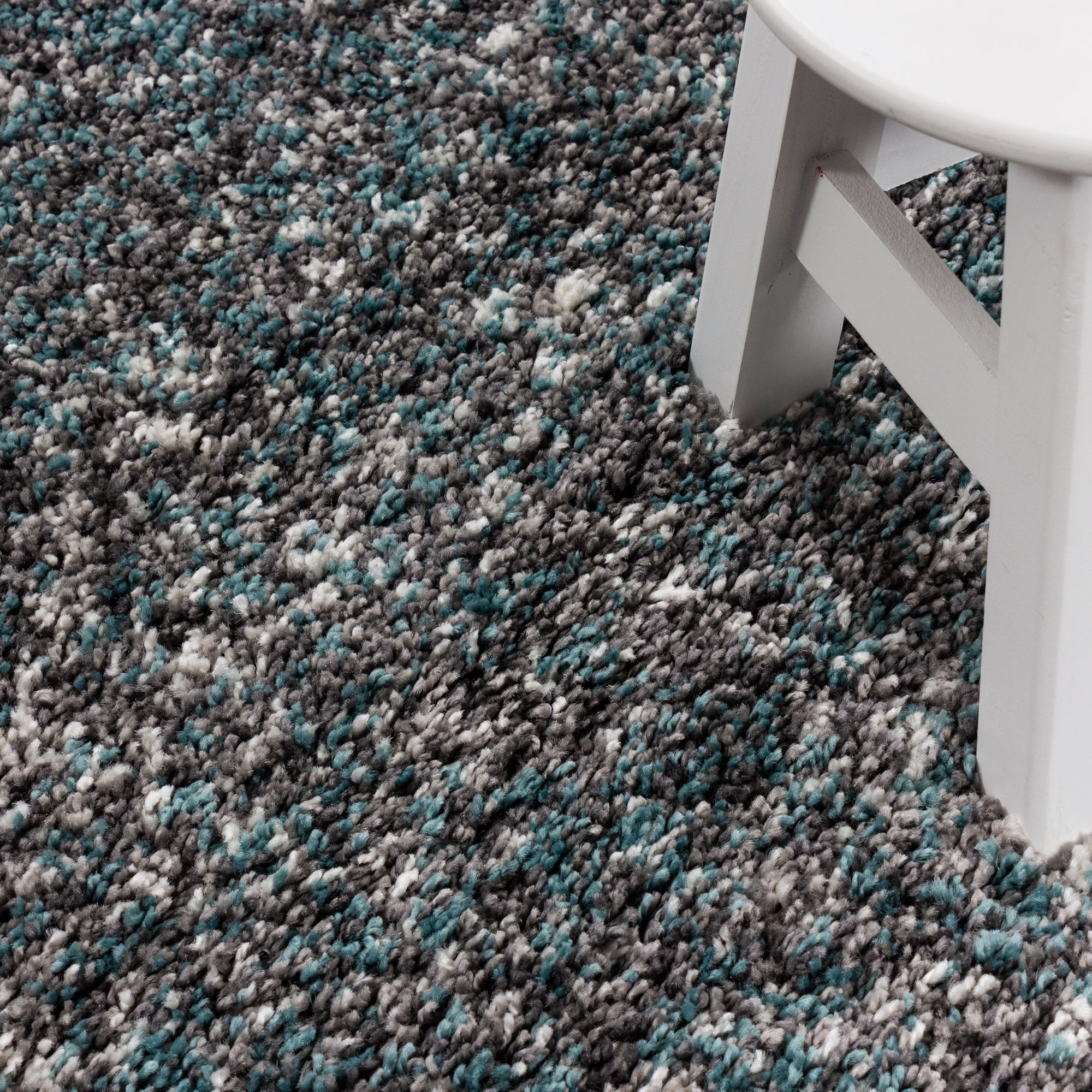 Hochflor Shaggy Teppich Soft Langflorteppich Bunt Grau Beige Blau Creme Meliert