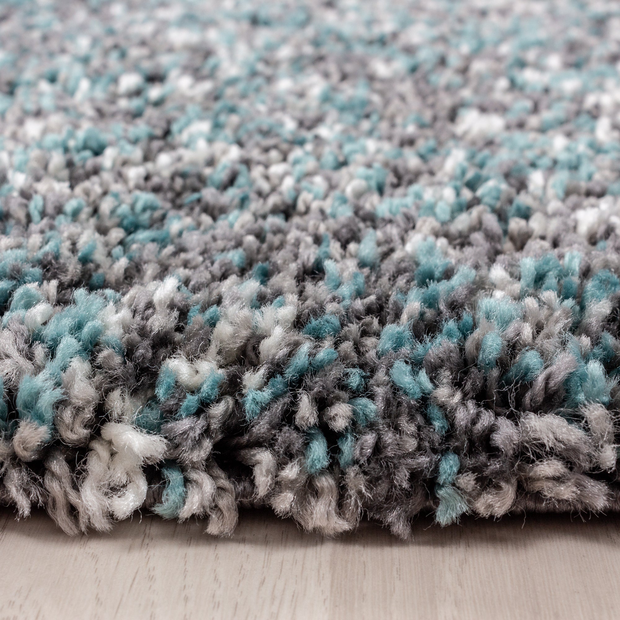 Hochflor Shaggy Teppich Soft Langflorteppich Bunt Grau Beige Blau Creme Meliert