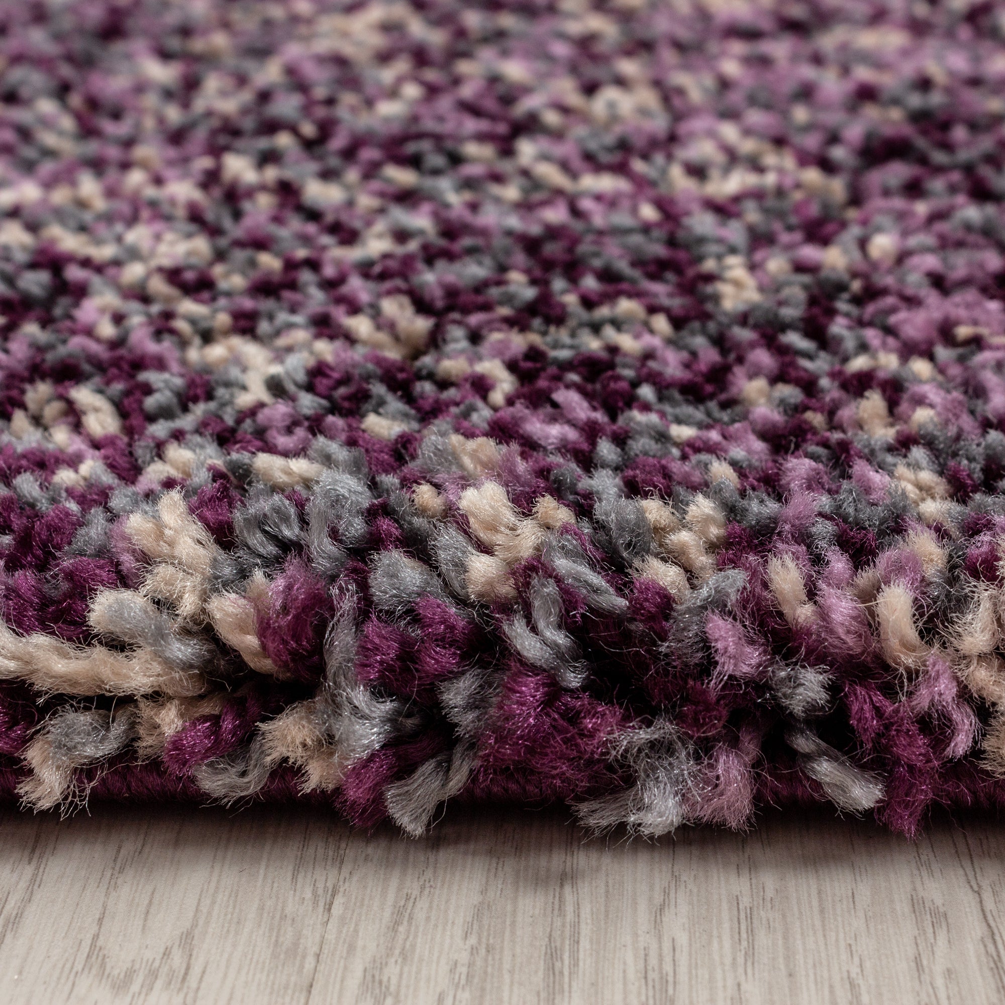 Hochflor Shaggy Teppich Soft Langflorteppich Bunt Grau Lila Beige Mauve Meliert