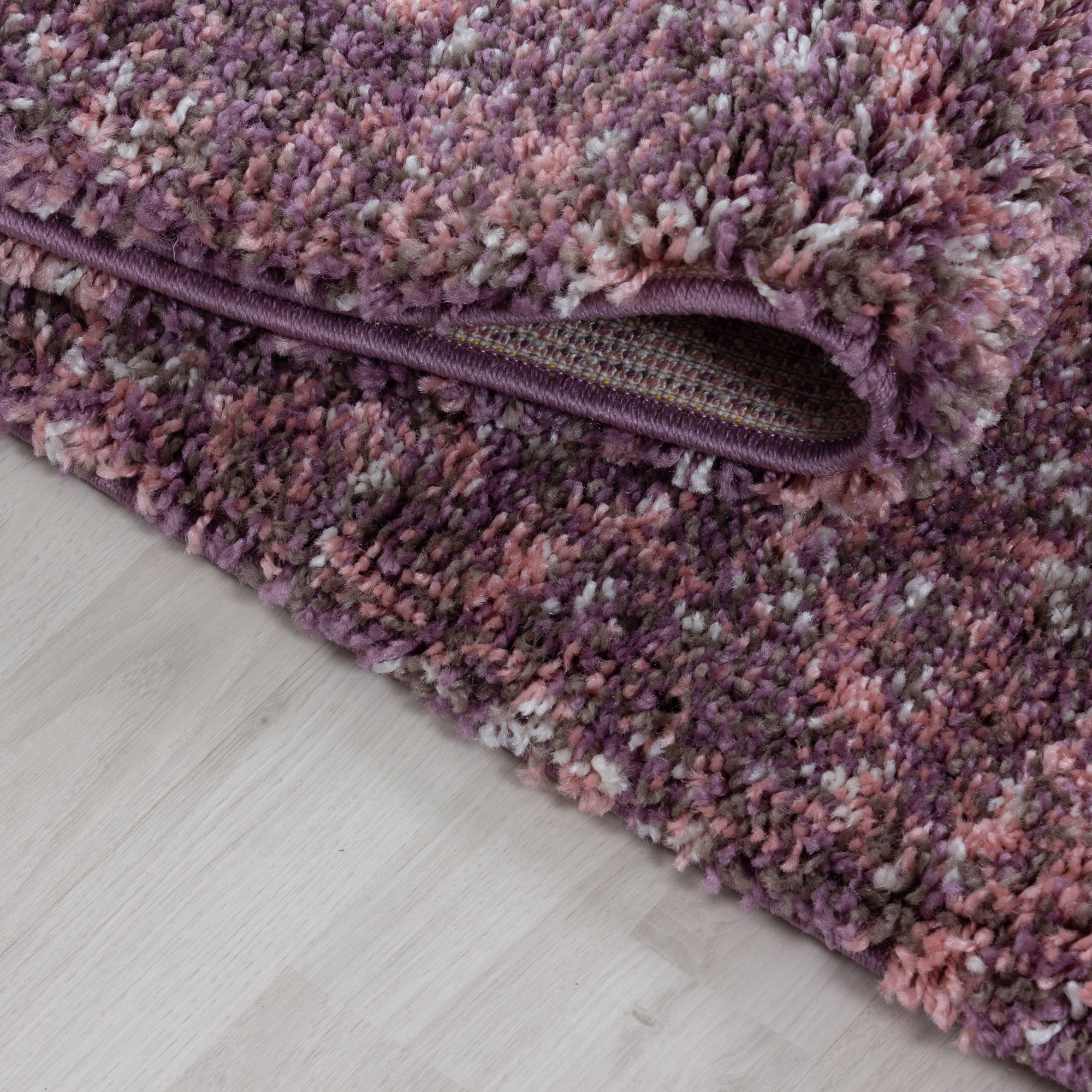 Shaggy Läufer Bettumrandung Teppich Set Mehrfarbig Lila Taupe meliert 3 Teile