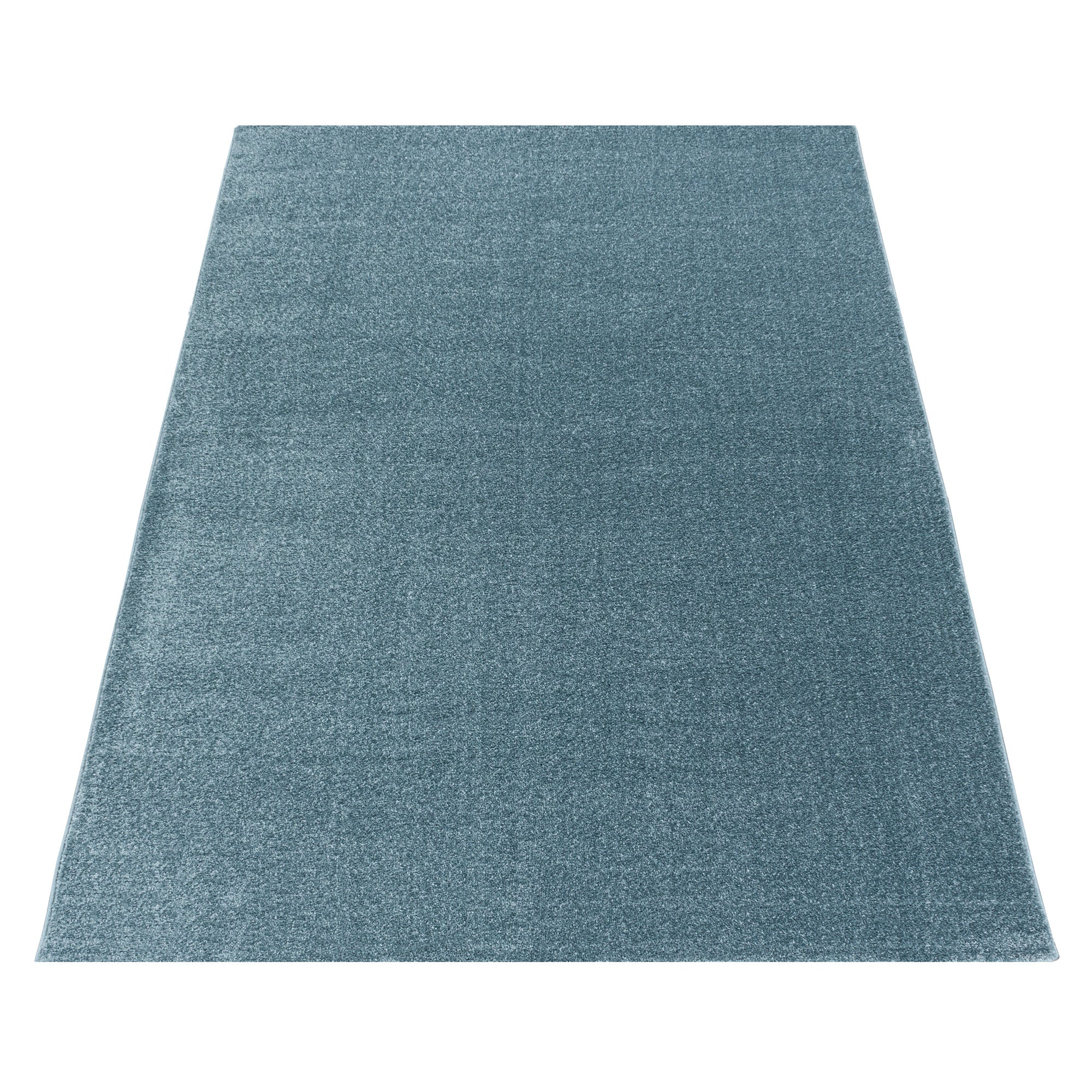 Kurzflor Teppich Blau Einfarbig Modern Wohnzimmerteppich Unifarben Weicher Flor