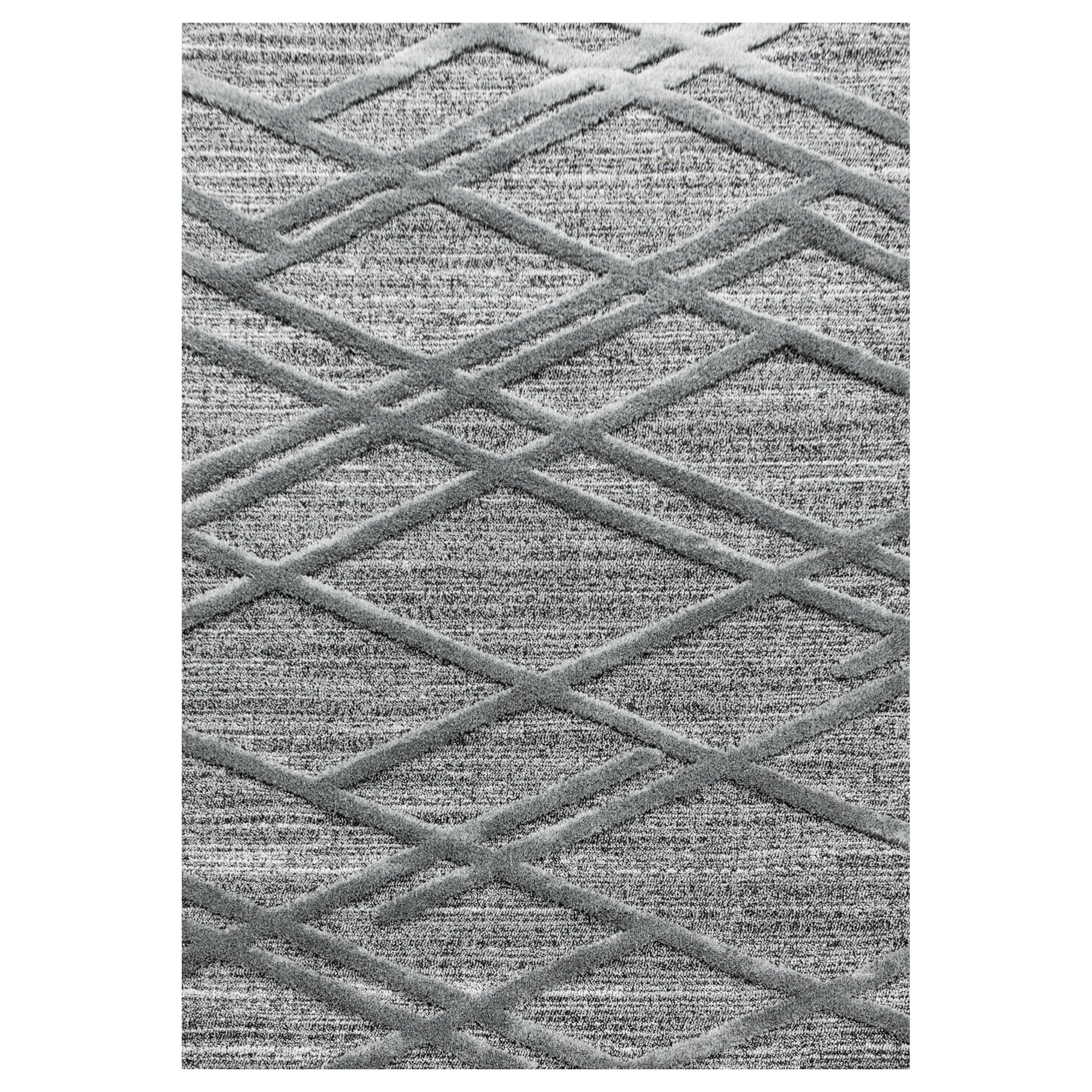 Kurzflor Design Teppich Looped Flor 3-D Linien Gitter Muster