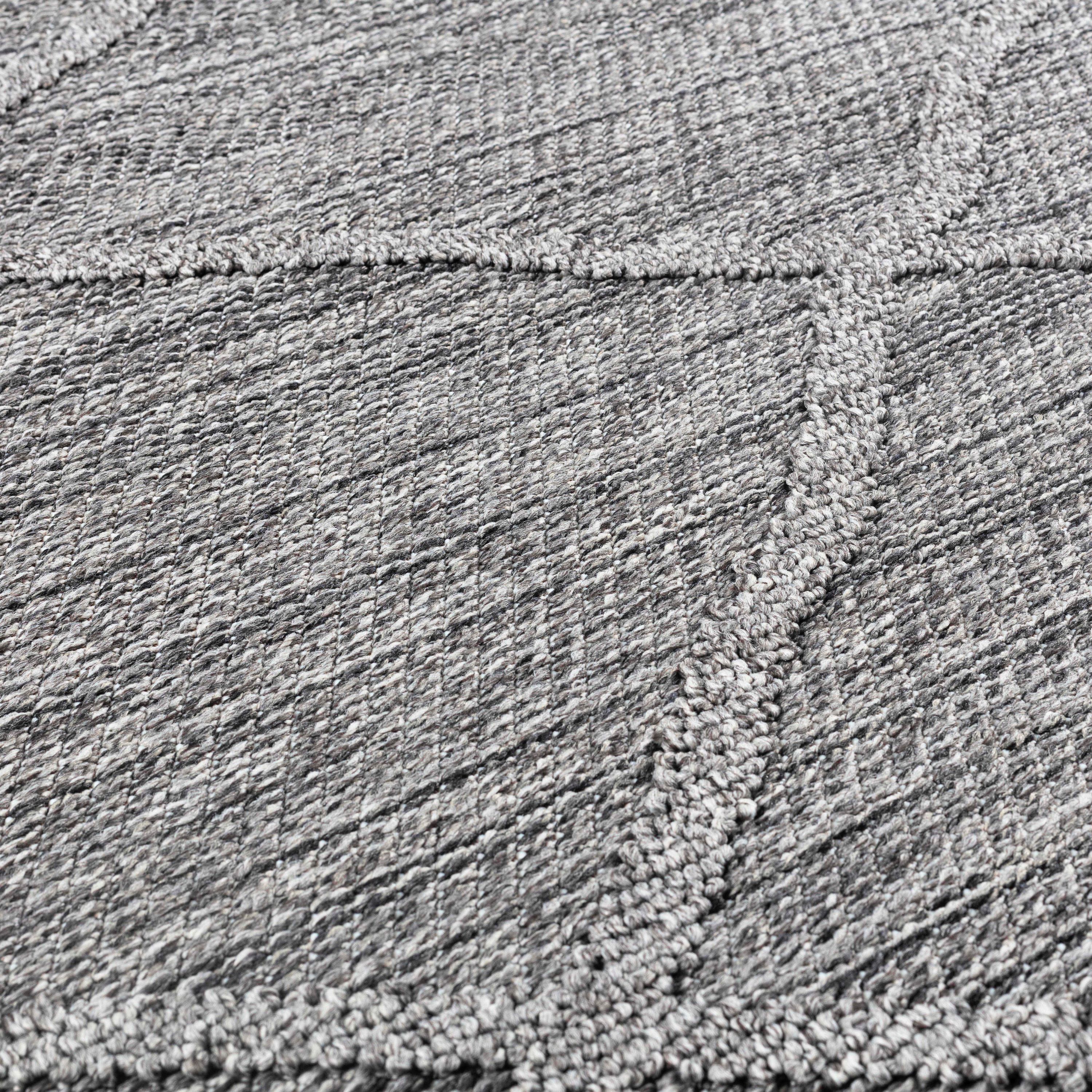 In- Outdoor Teppich Flachgewebt Sisal Optik Einfarbig 3D Rauten Design Grau