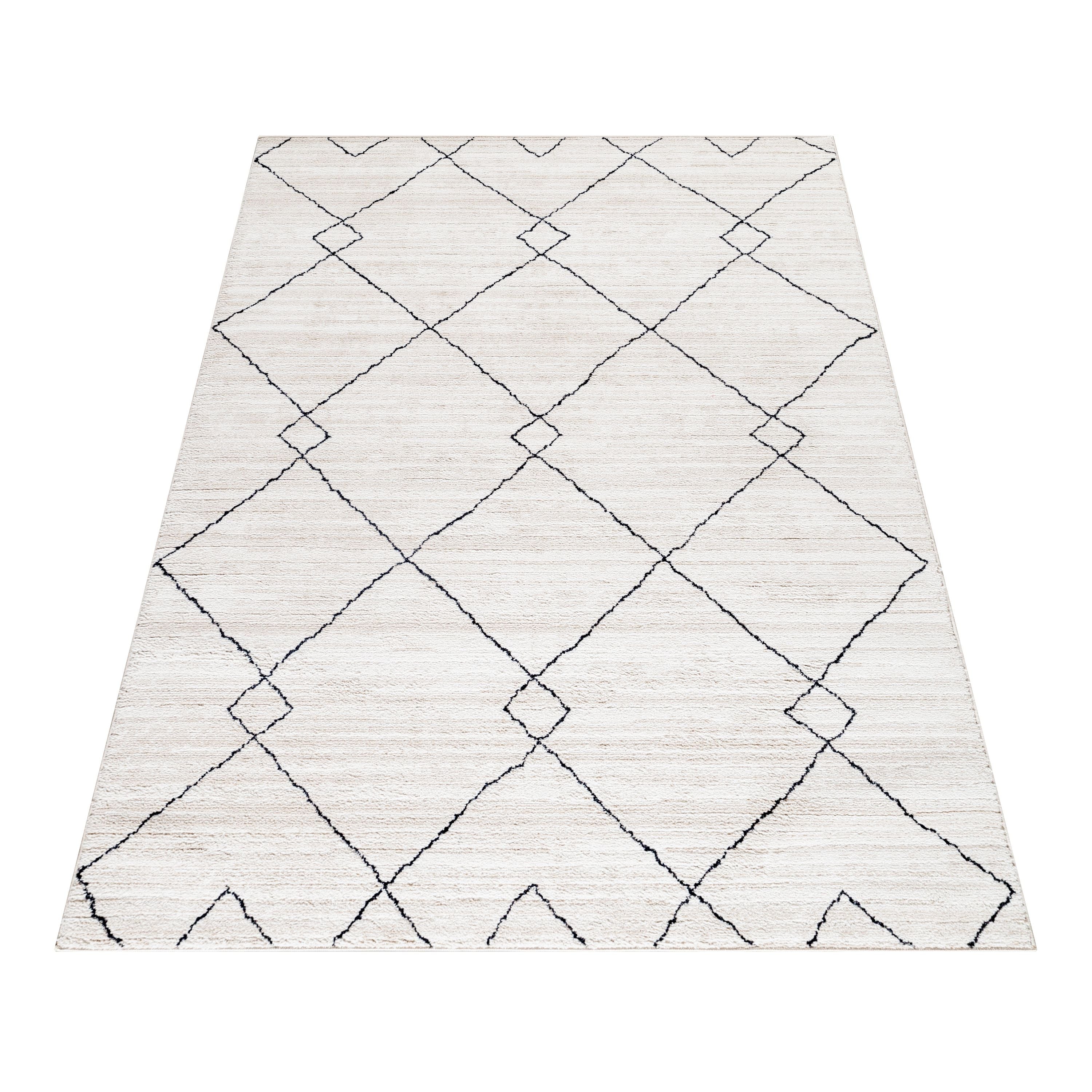 Wohnzimmer Teppich ROKKO Kurzflor Teppich Traditionell Berber Stil Muster