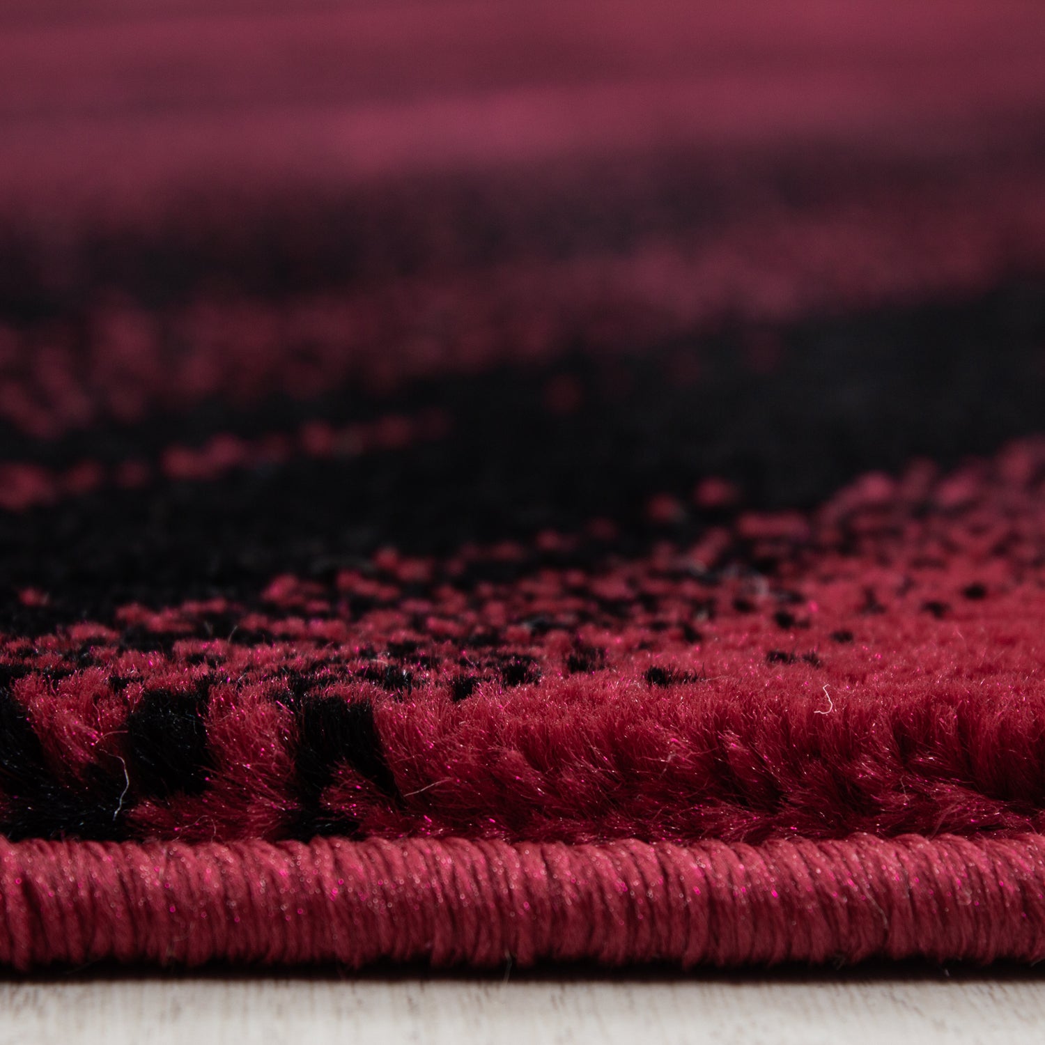 Teppich Bettumrandung Kurzflor Teppiche Läufer Set Rot meliert 3 Teile