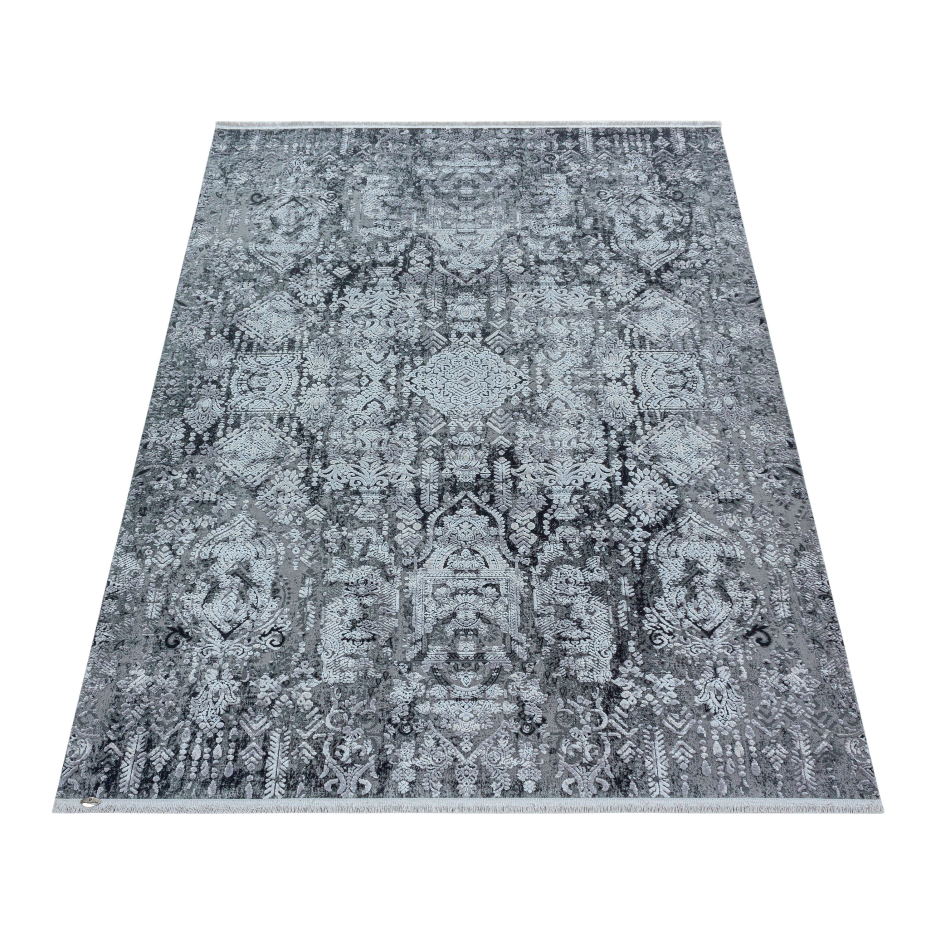 PIERRE CARDIN Design Teppich Baumwollrücken 100% Acryl Orient Muster Grau