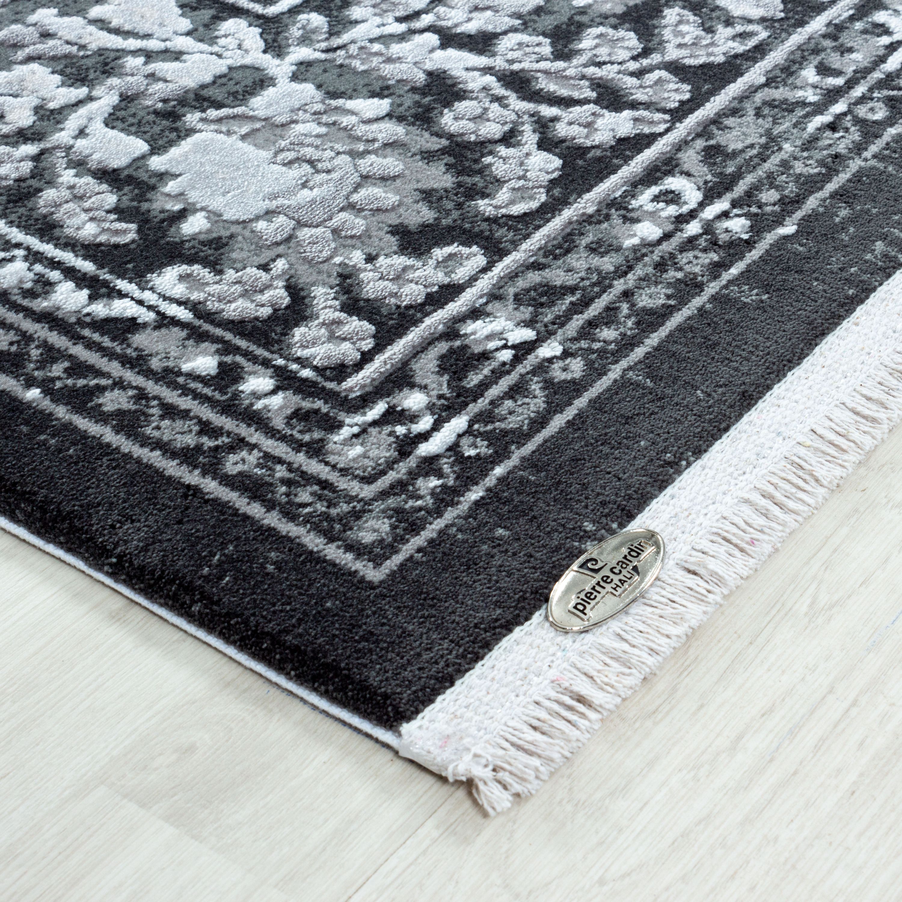 PIERRE CARDIN Design Teppich Baumwollrücken 100% Acryl Orient Muster Grau