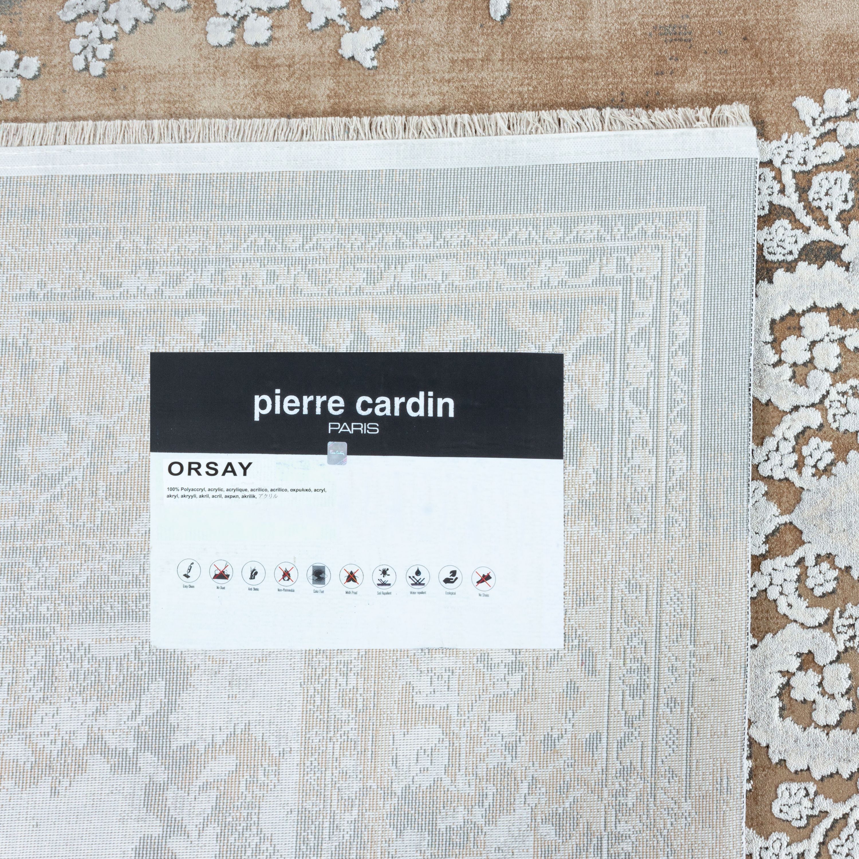 PIERRE CARDIN Design Teppich Baumwollrücken 100% Acryl Orient Muster Beige