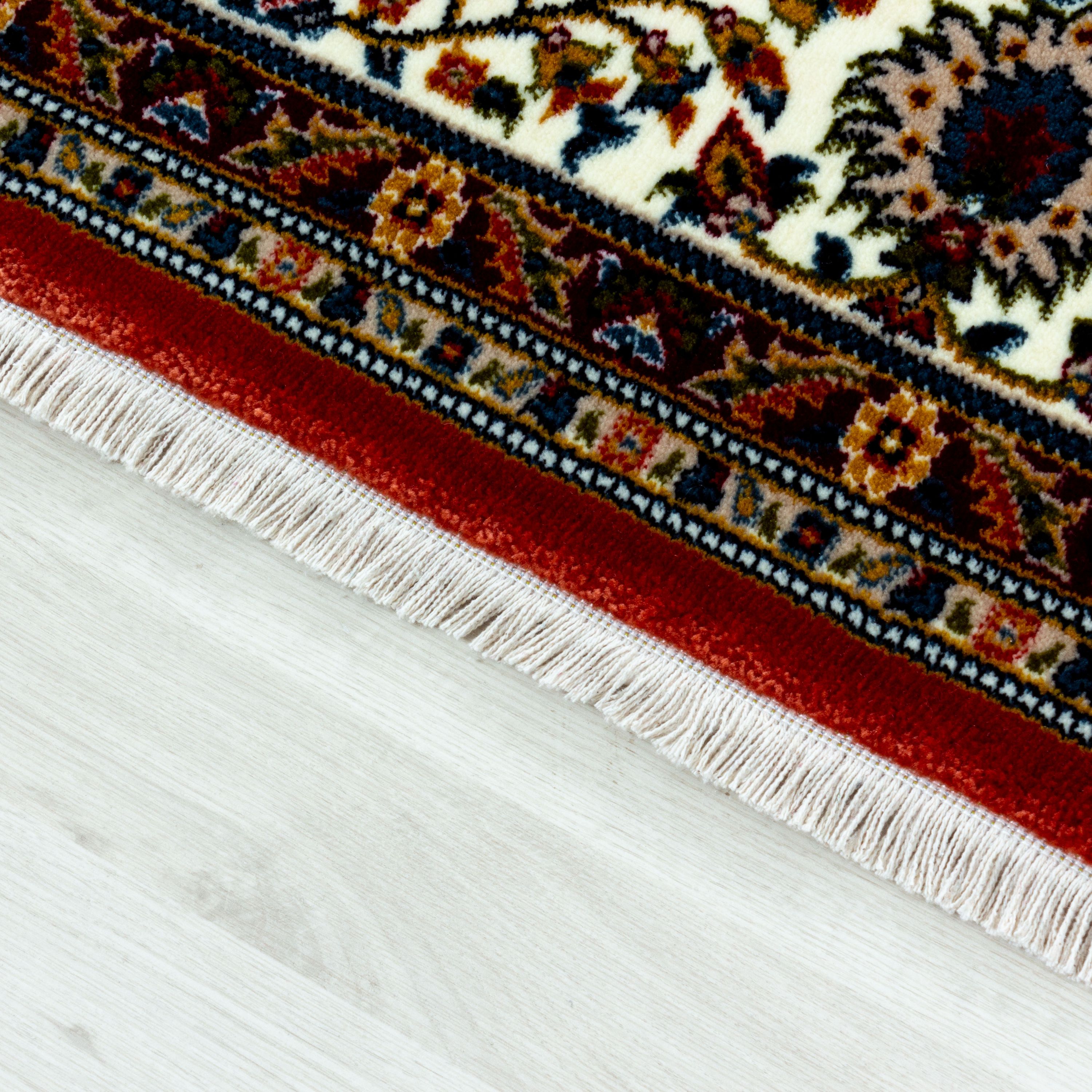 Orientteppich Kurzflor Teppich Baumwollrücken Klassisch Design Bordüre Rot