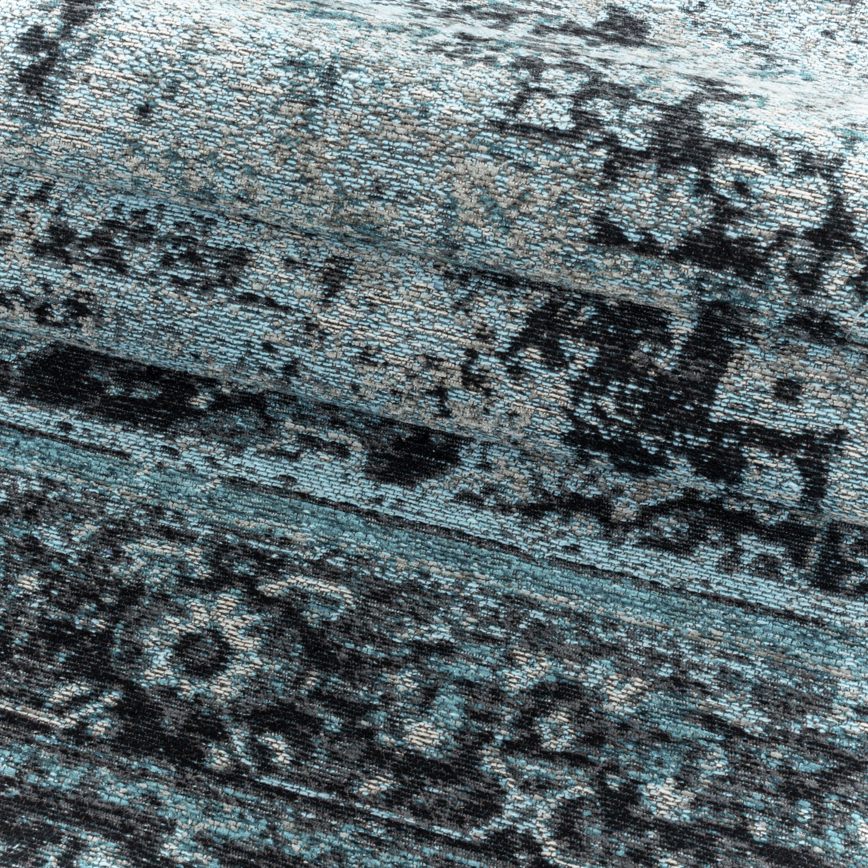 Kurzflor Teppich Wohnzimmerteppich Orient Vintage Muster Handgemacht Blau