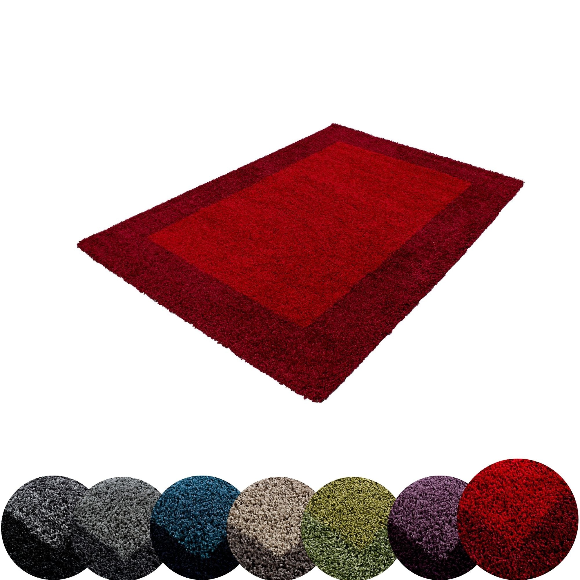 Shaggy Hochflor Teppich Langflor Wohnzimmerteppich Soft Bordüre Viele Farben