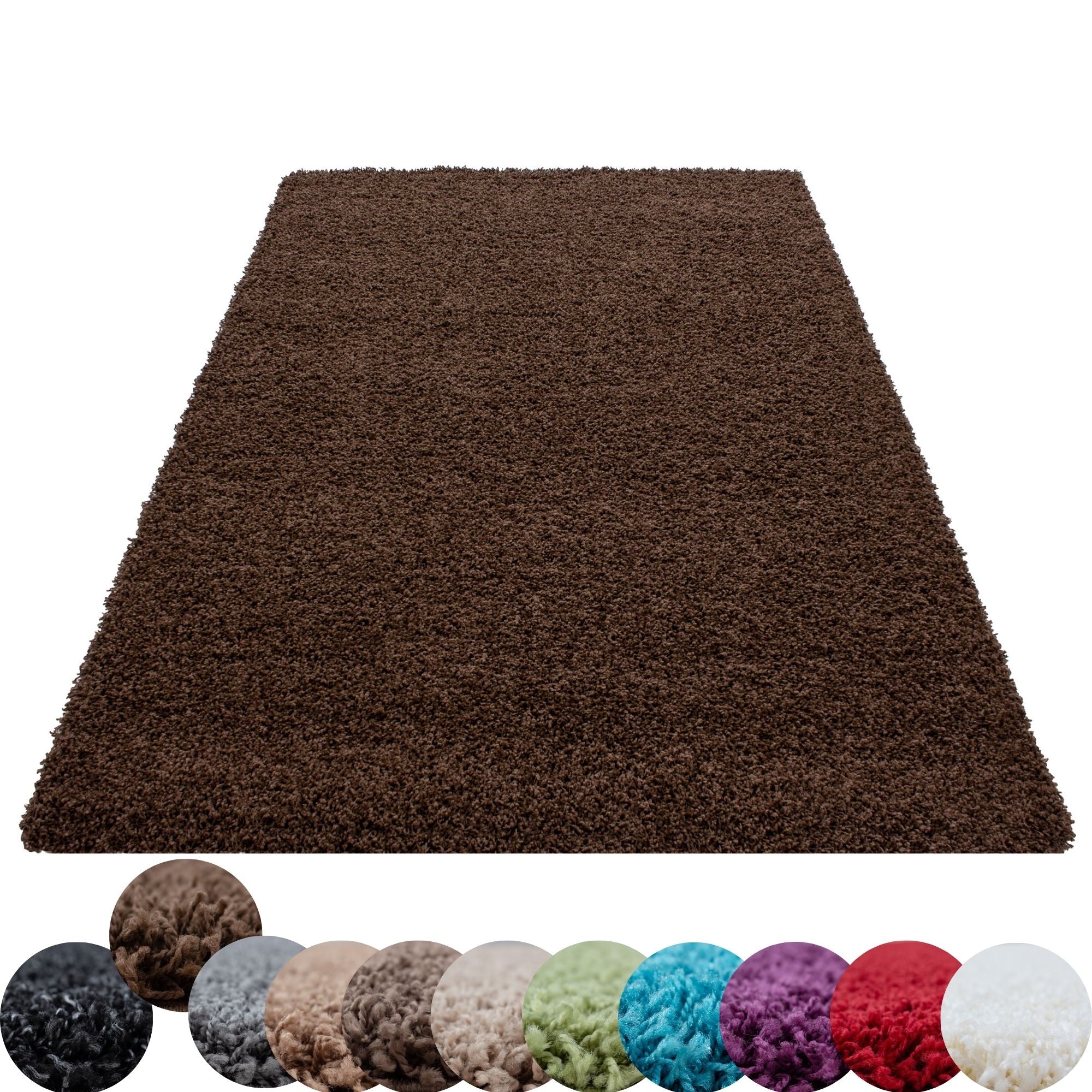 Hochflor Shaggy Langflor Wohnzimmer Teppich Weich Soft Einfarbig Florhöhe 50 mm